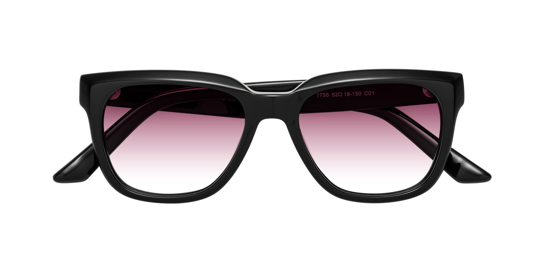 Folded Front of Cade in Black with Wine Gradient Lenses