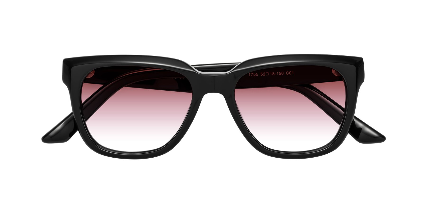 Folded Front of Cade in Black with Garnet Gradient Lenses