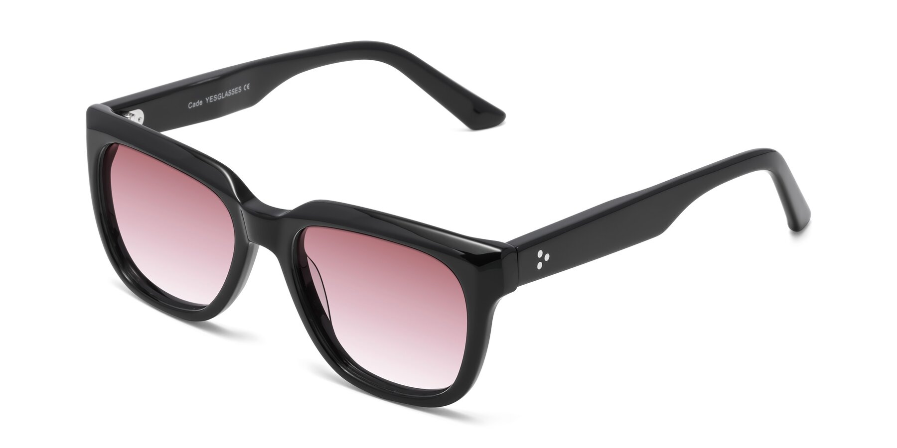 Angle of Cade in Black with Garnet Gradient Lenses