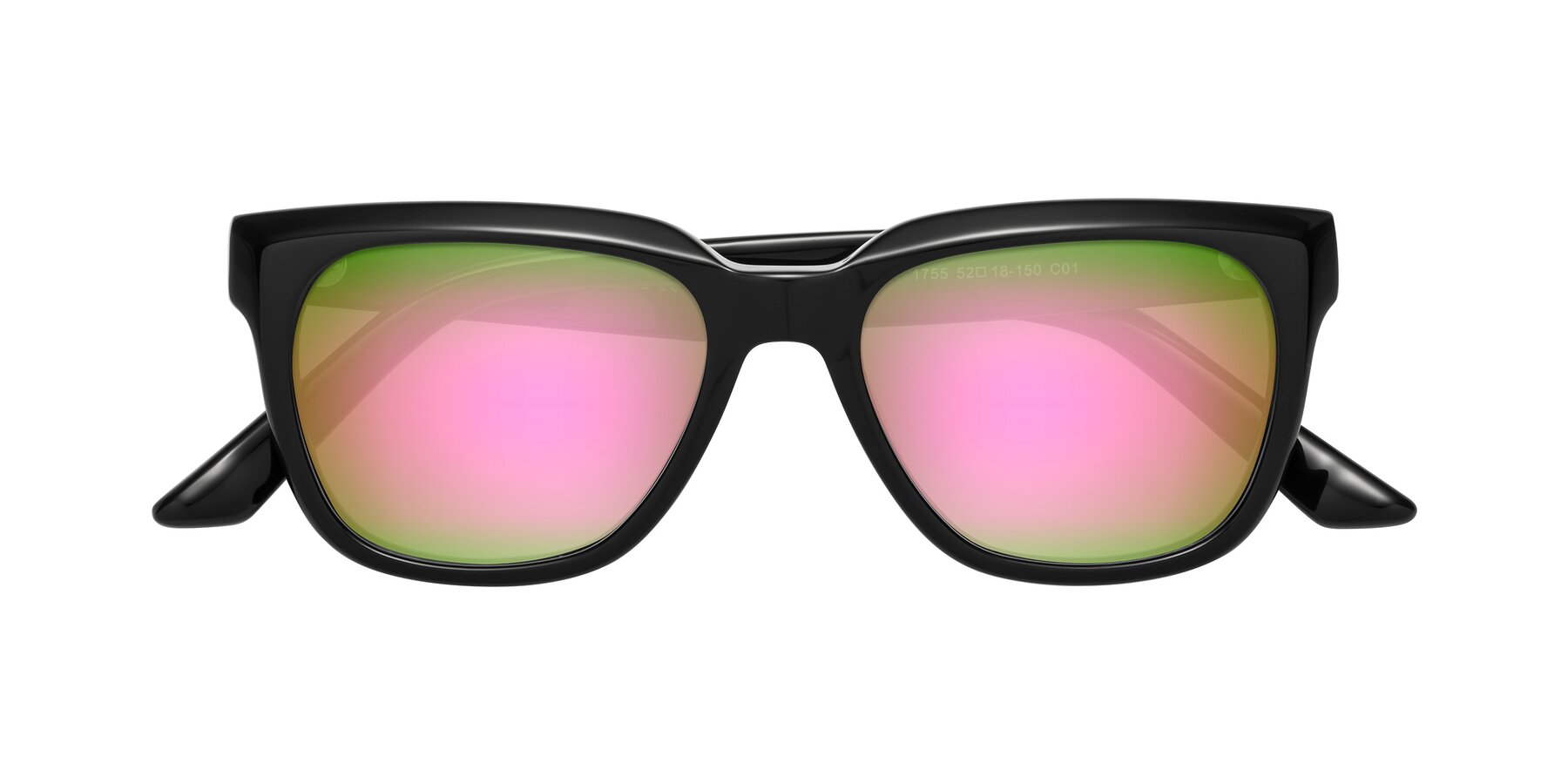 Folded Front of Cade in Black with Pink Mirrored Lenses