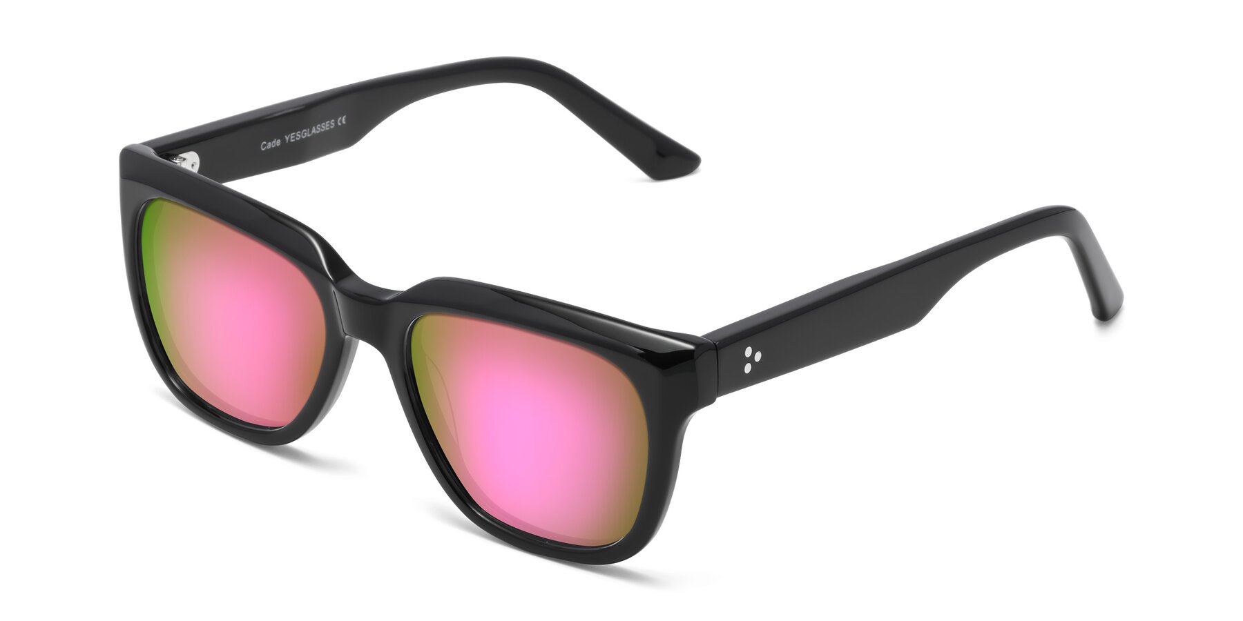 Angle of Cade in Black with Pink Mirrored Lenses