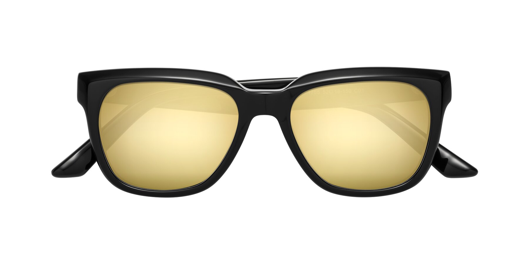 Folded Front of Cade in Black with Gold Mirrored Lenses