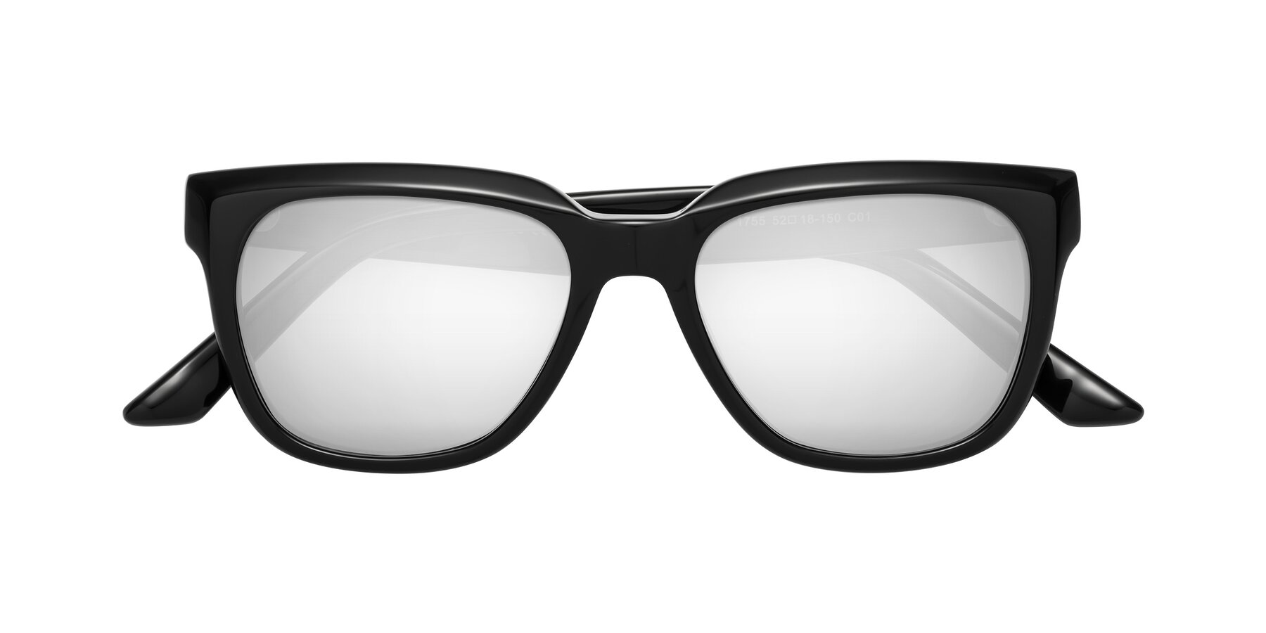 Folded Front of Cade in Black with Silver Mirrored Lenses