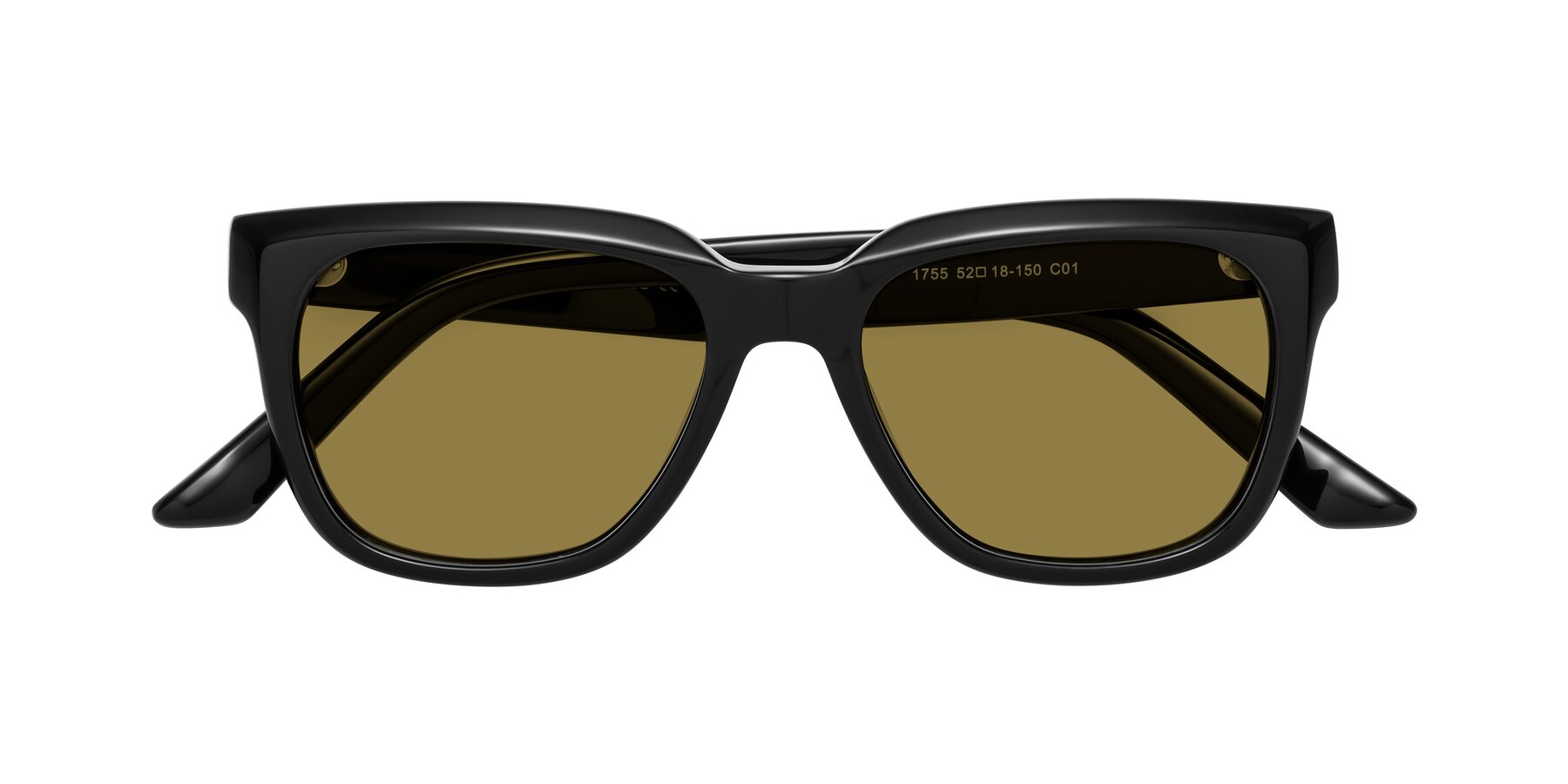 Folded Front of Cade in Black with Brown Polarized Lenses