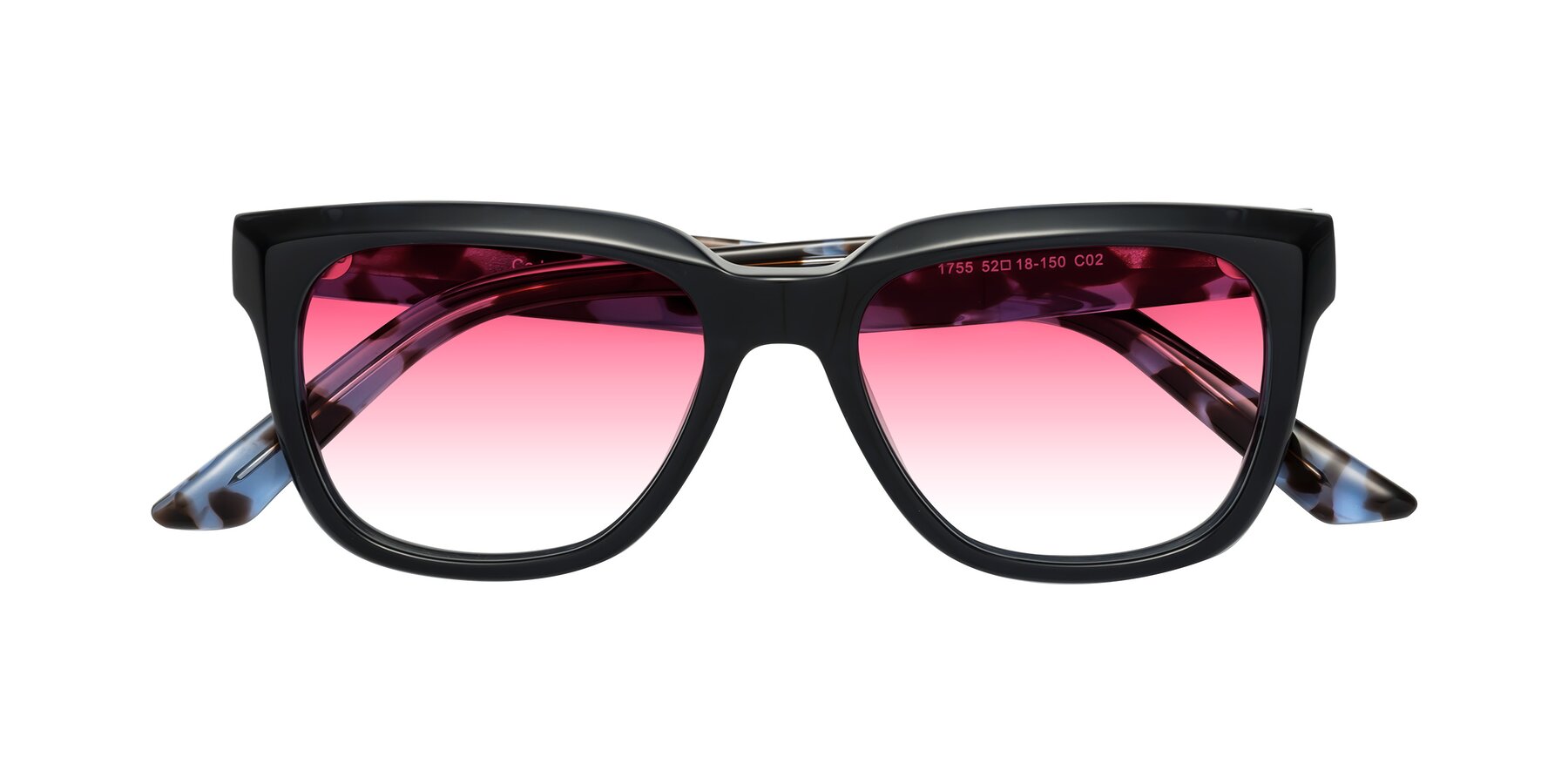 Folded Front of Cade in Dark Blue-Tortoise with Pink Gradient Lenses