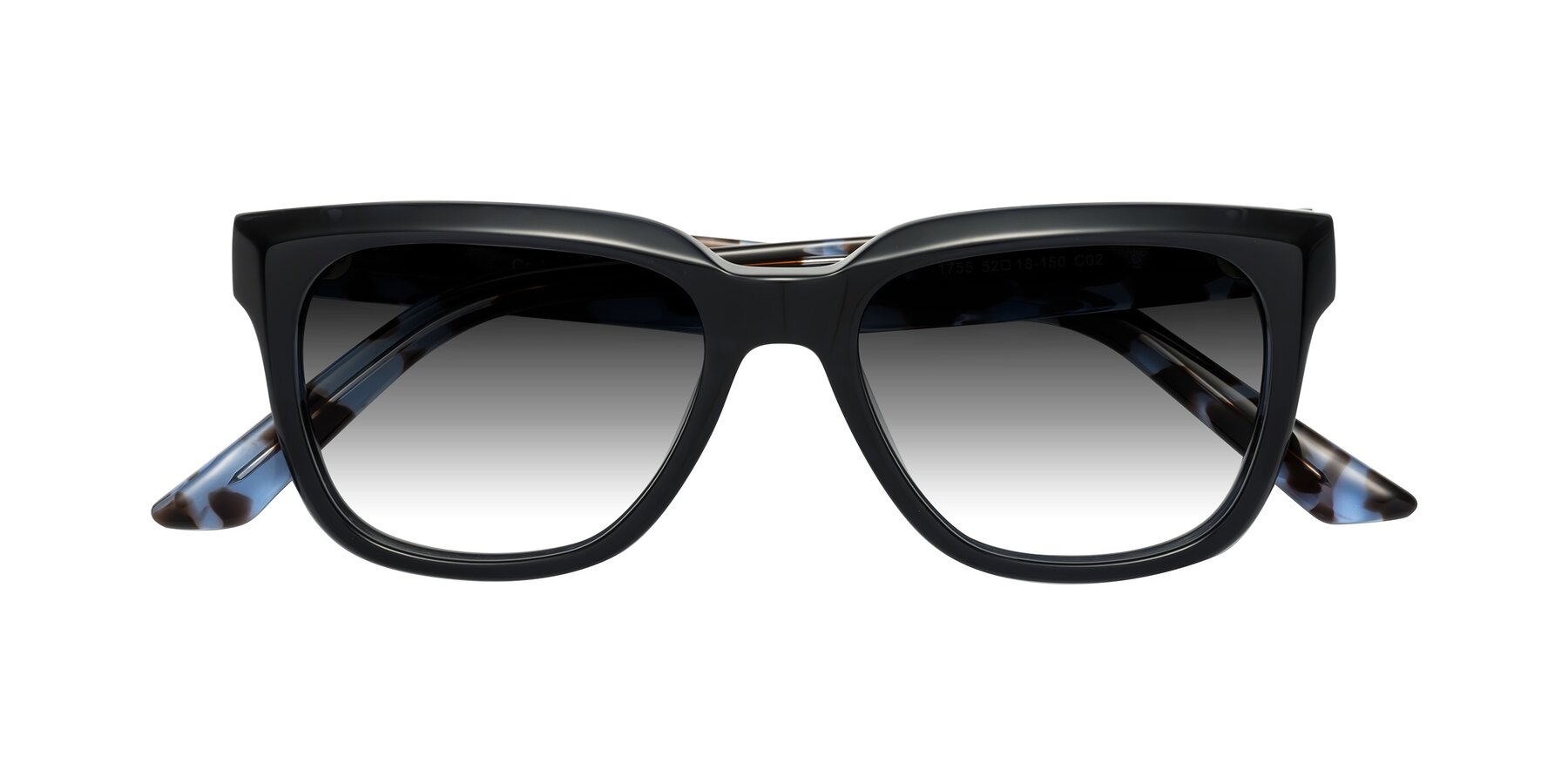 Folded Front of Cade in Dark Blue-Tortoise with Gray Gradient Lenses