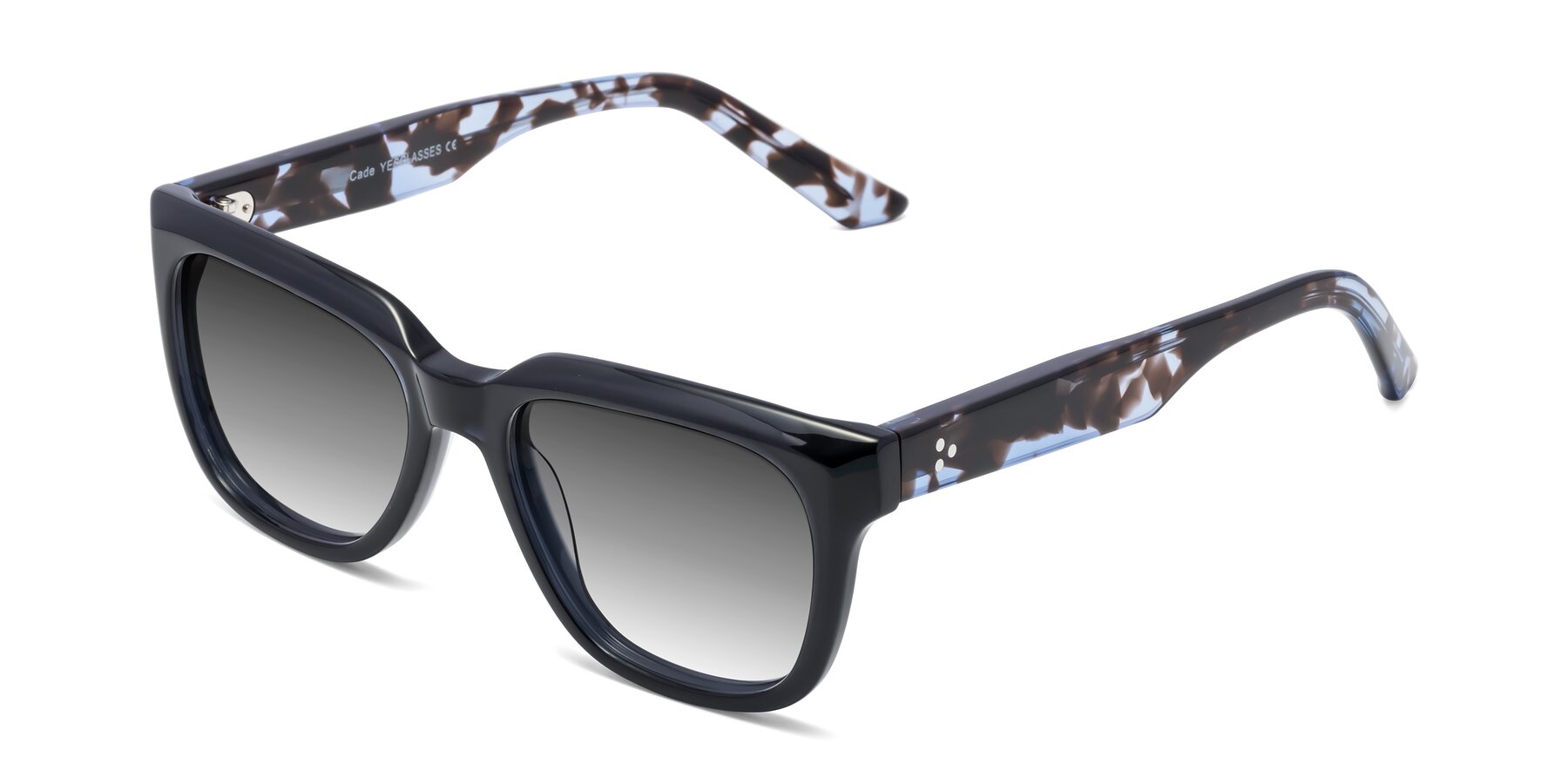 Angle of Cade in Dark Blue-Tortoise with Gray Gradient Lenses