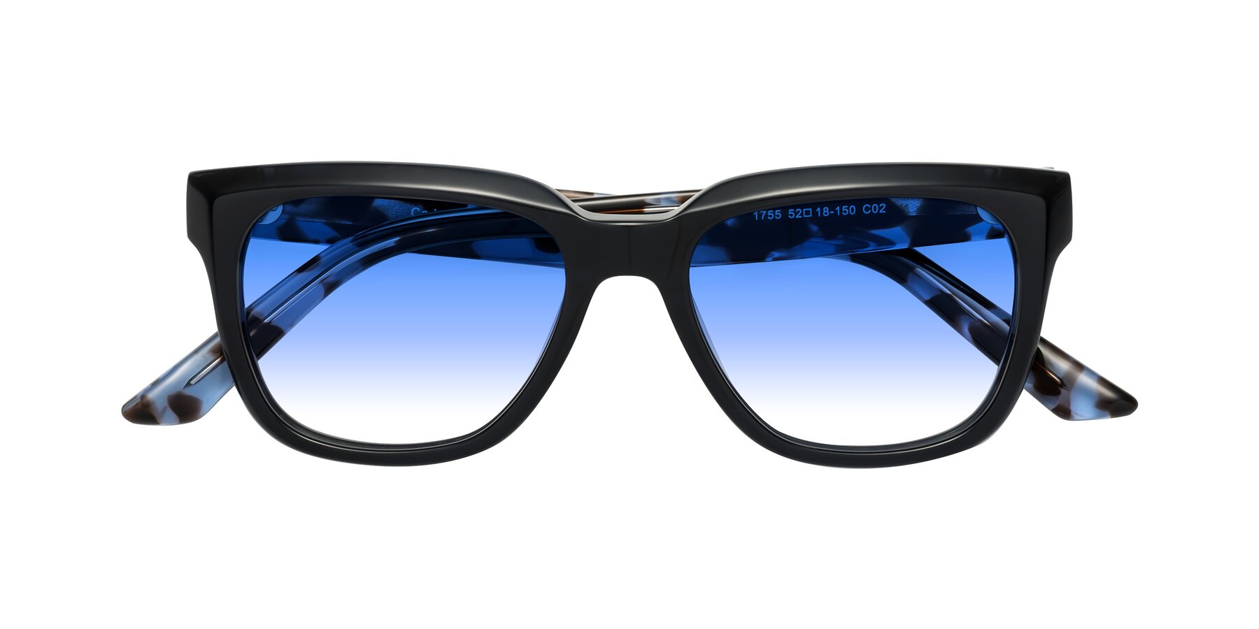 Folded Front of Cade in Dark Blue-Tortoise with Blue Gradient Lenses