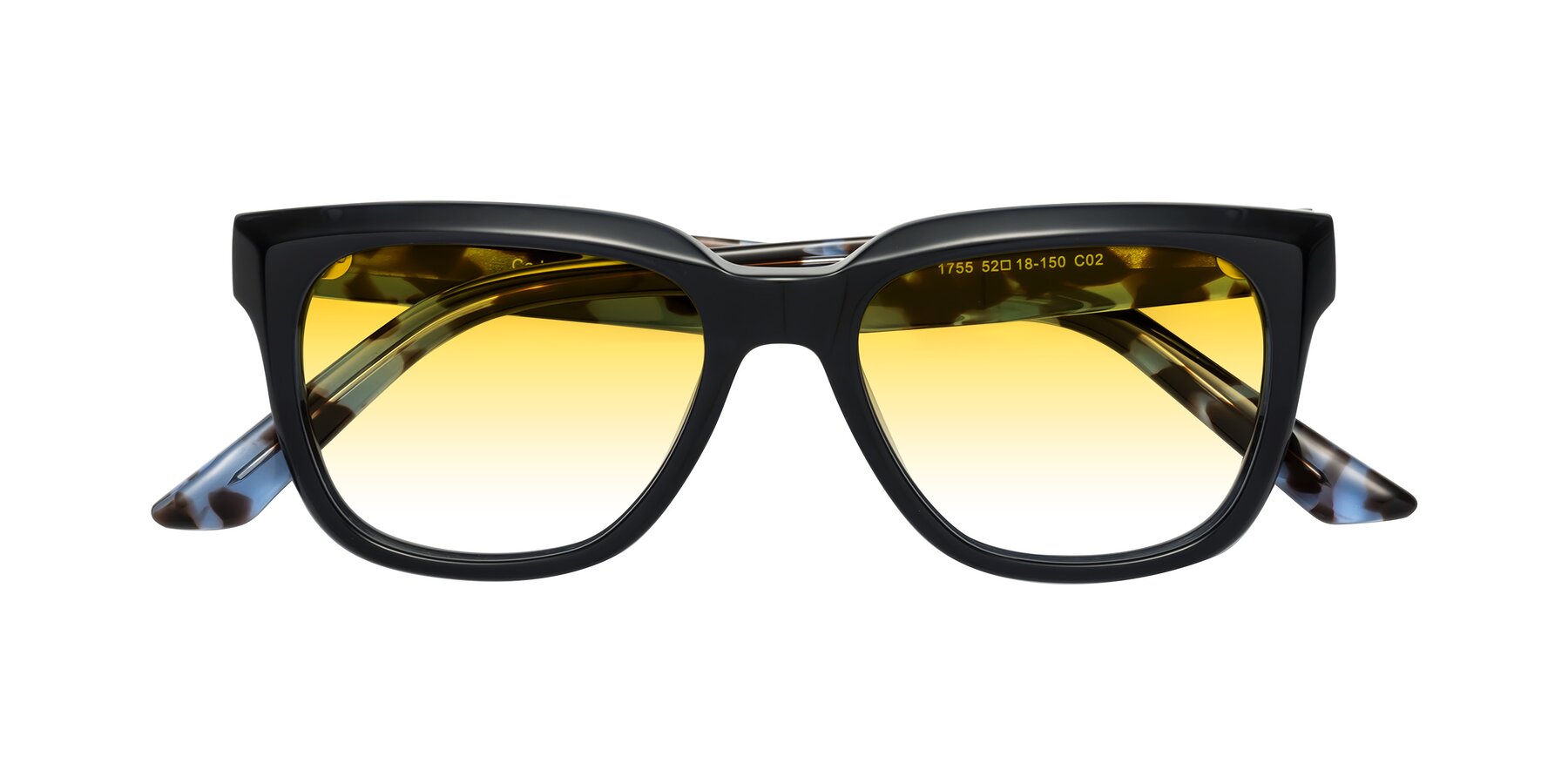 Folded Front of Cade in Dark Blue-Tortoise with Yellow Gradient Lenses