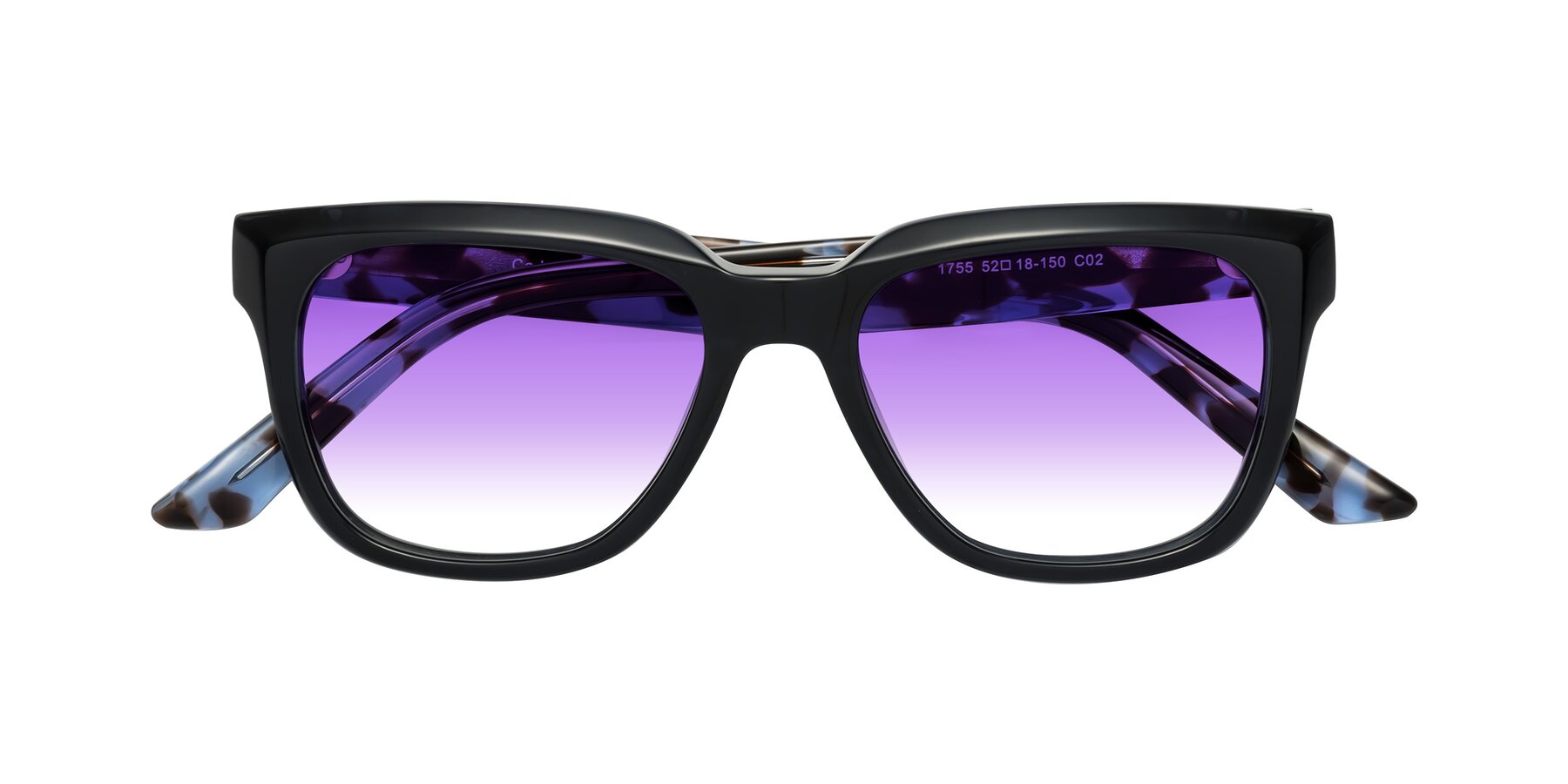 Folded Front of Cade in Dark Blue-Tortoise with Purple Gradient Lenses
