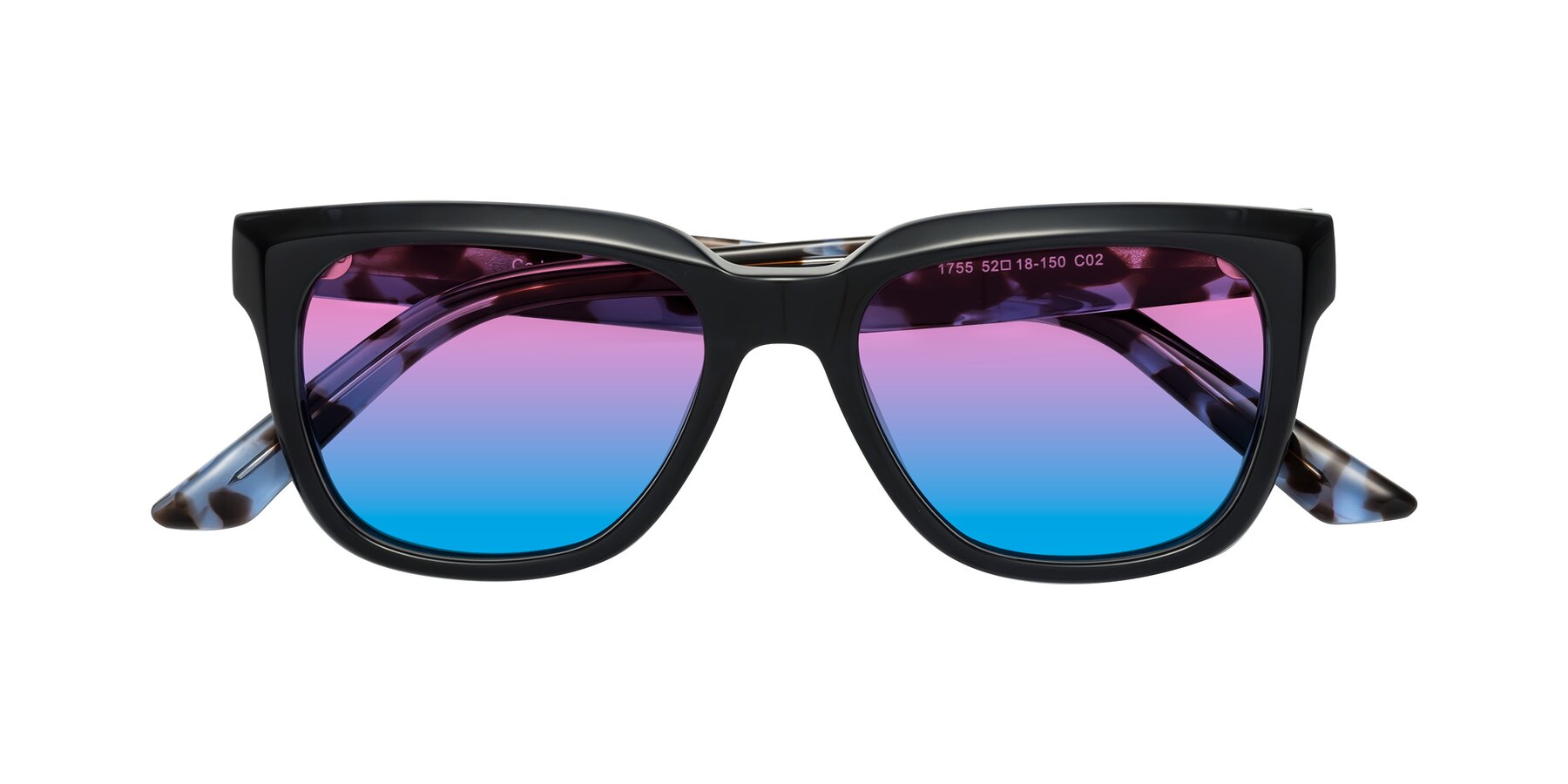 Folded Front of Cade in Dark Blue-Tortoise with Pink / Blue Gradient Lenses