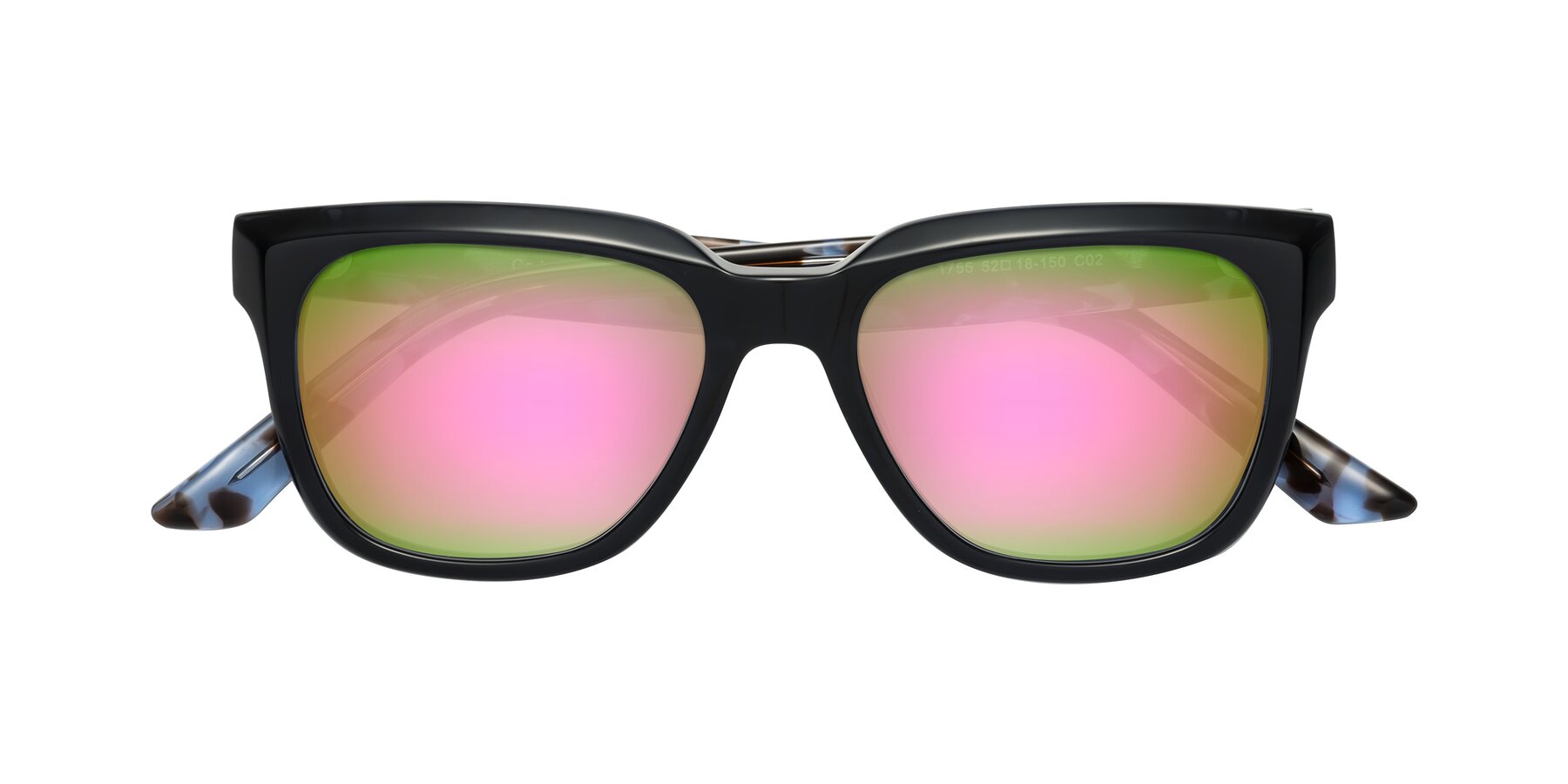 Folded Front of Cade in Dark Blue-Tortoise with Pink Mirrored Lenses