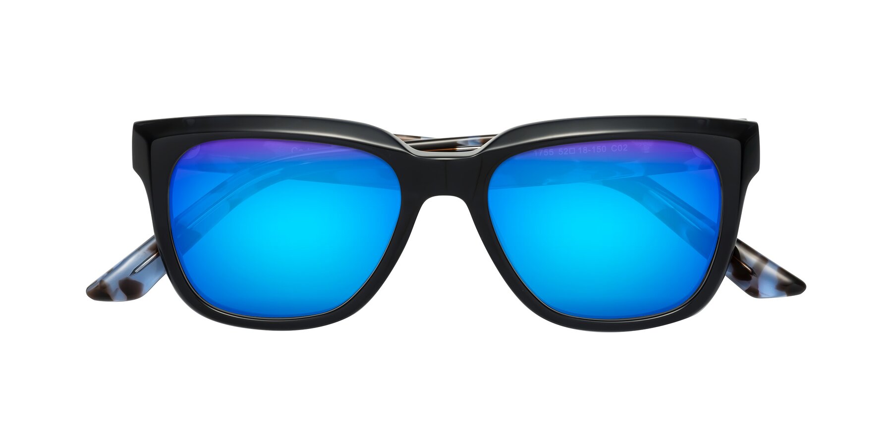 Folded Front of Cade in Dark Blue-Tortoise with Blue Mirrored Lenses
