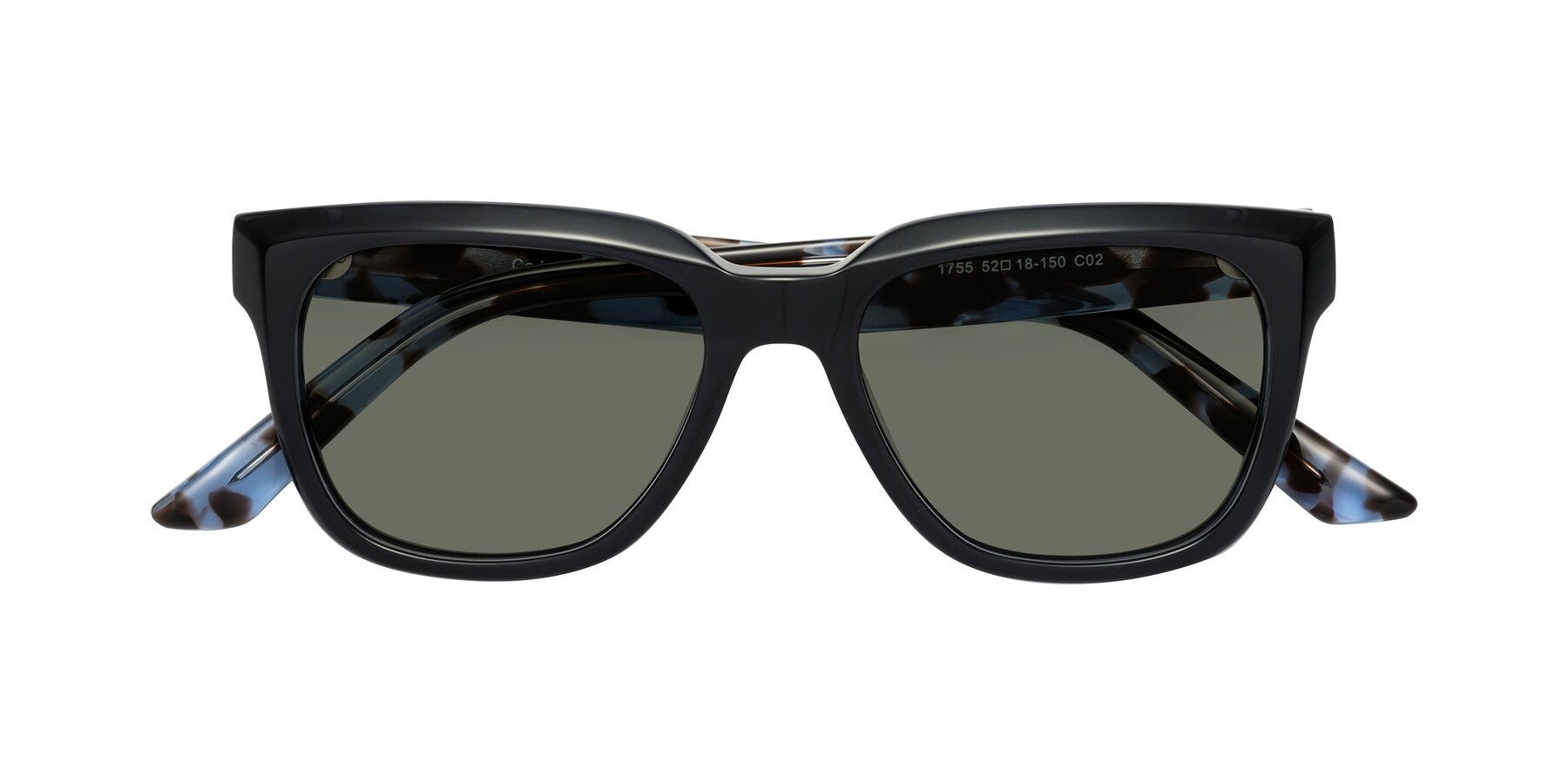 Folded Front of Cade in Dark Blue-Tortoise with Gray Polarized Lenses