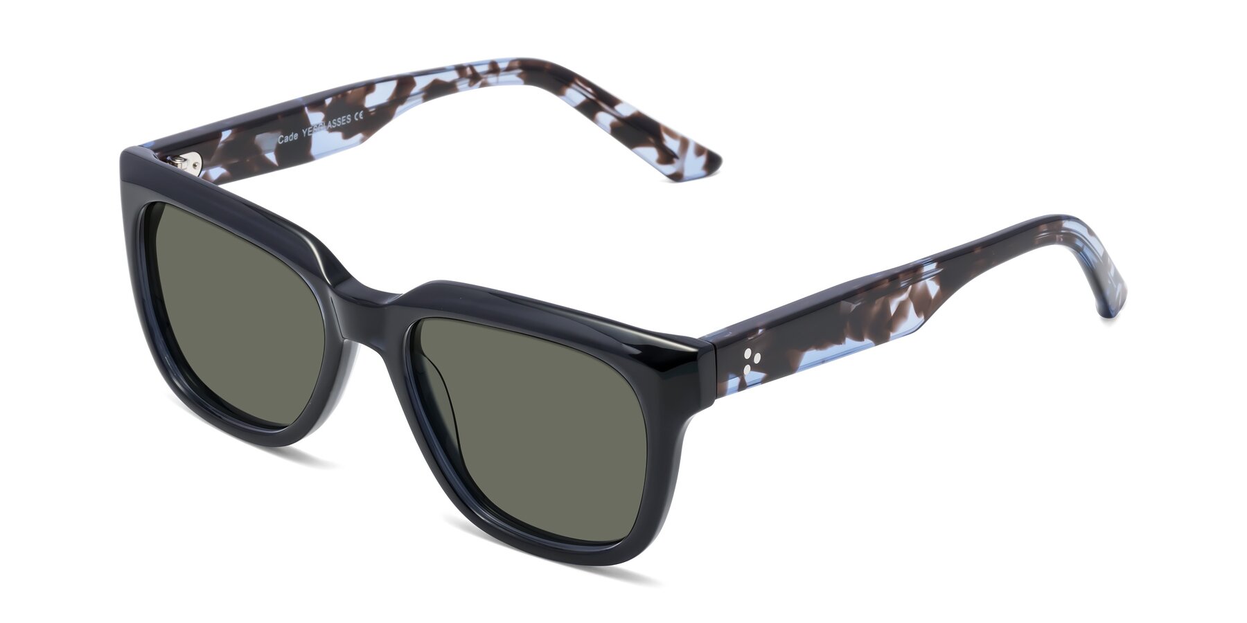 Angle of Cade in Dark Blue-Tortoise with Gray Polarized Lenses