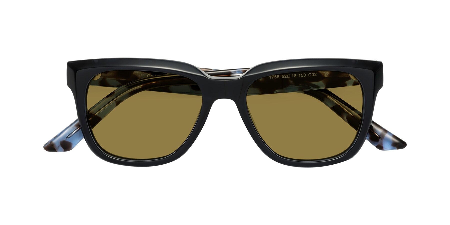 Folded Front of Cade in Dark Blue-Tortoise with Brown Polarized Lenses