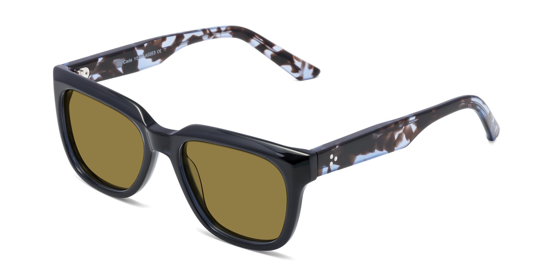 Angle of Cade in Dark Blue-Tortoise with Brown Polarized Lenses