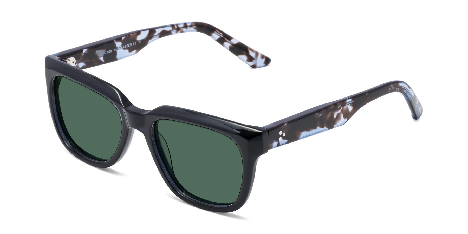 Angle of Cade in Dark Blue-Tortoise with Green Polarized Lenses