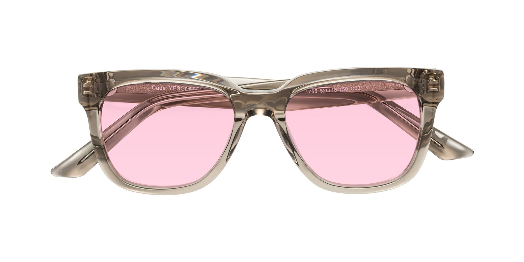 Folded Front of Cade in Champagne with Light Pink Tinted Lenses