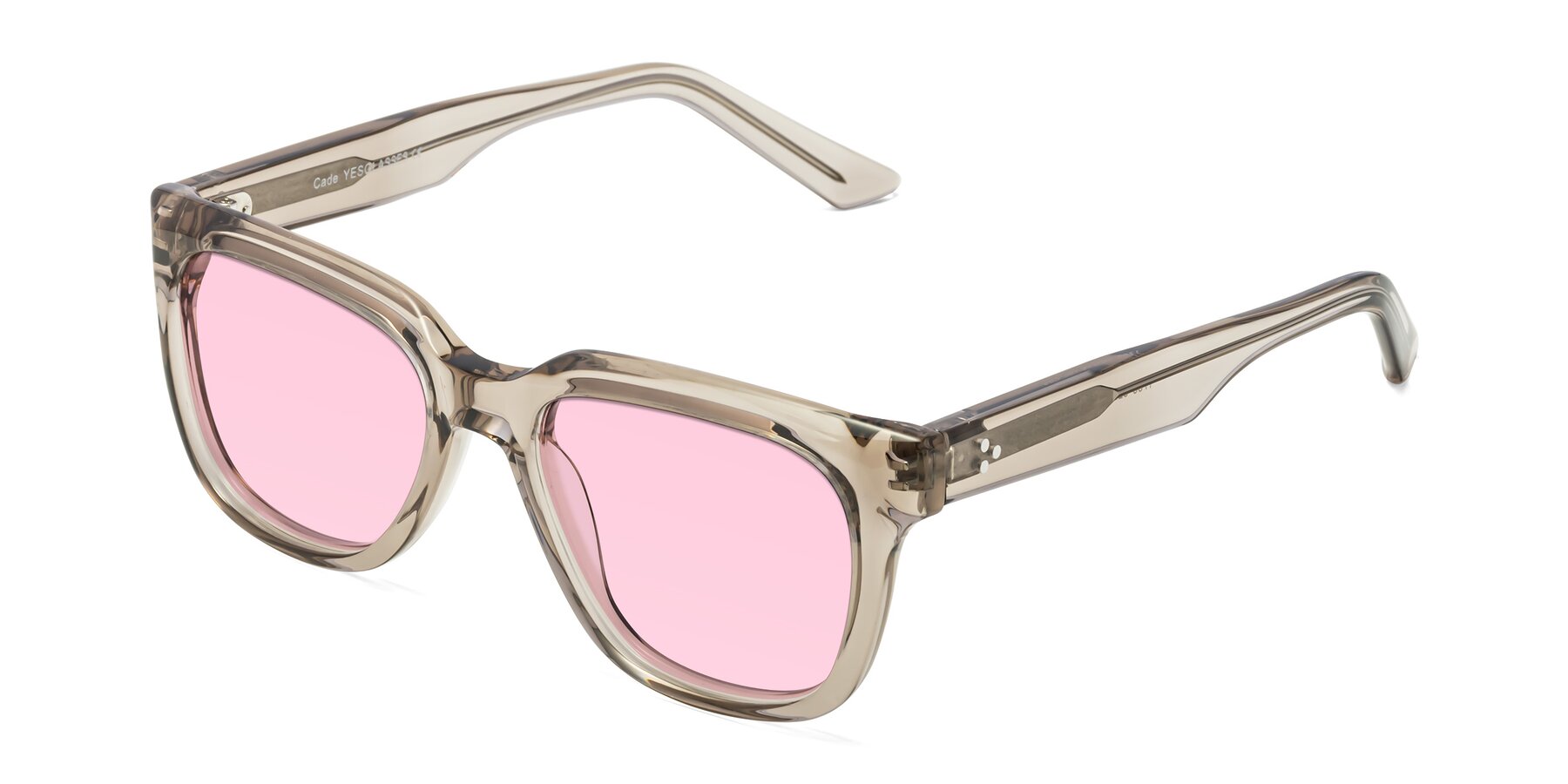 Angle of Cade in Champagne with Light Pink Tinted Lenses