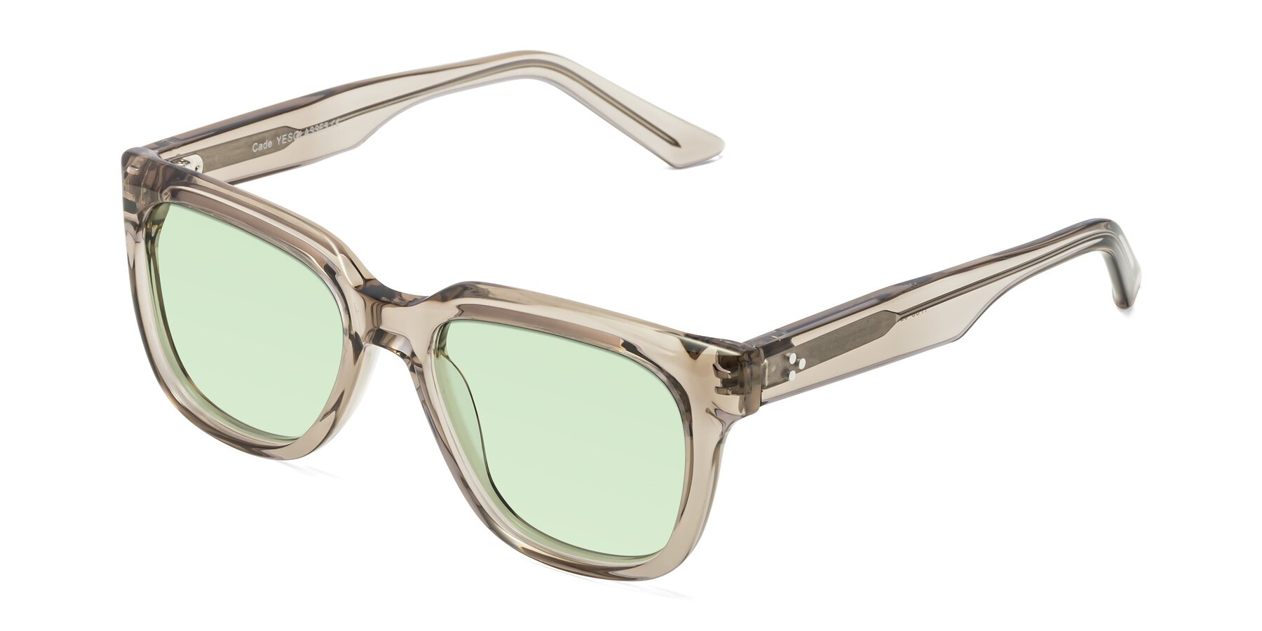 Angle of Cade in Champagne with Light Green Tinted Lenses