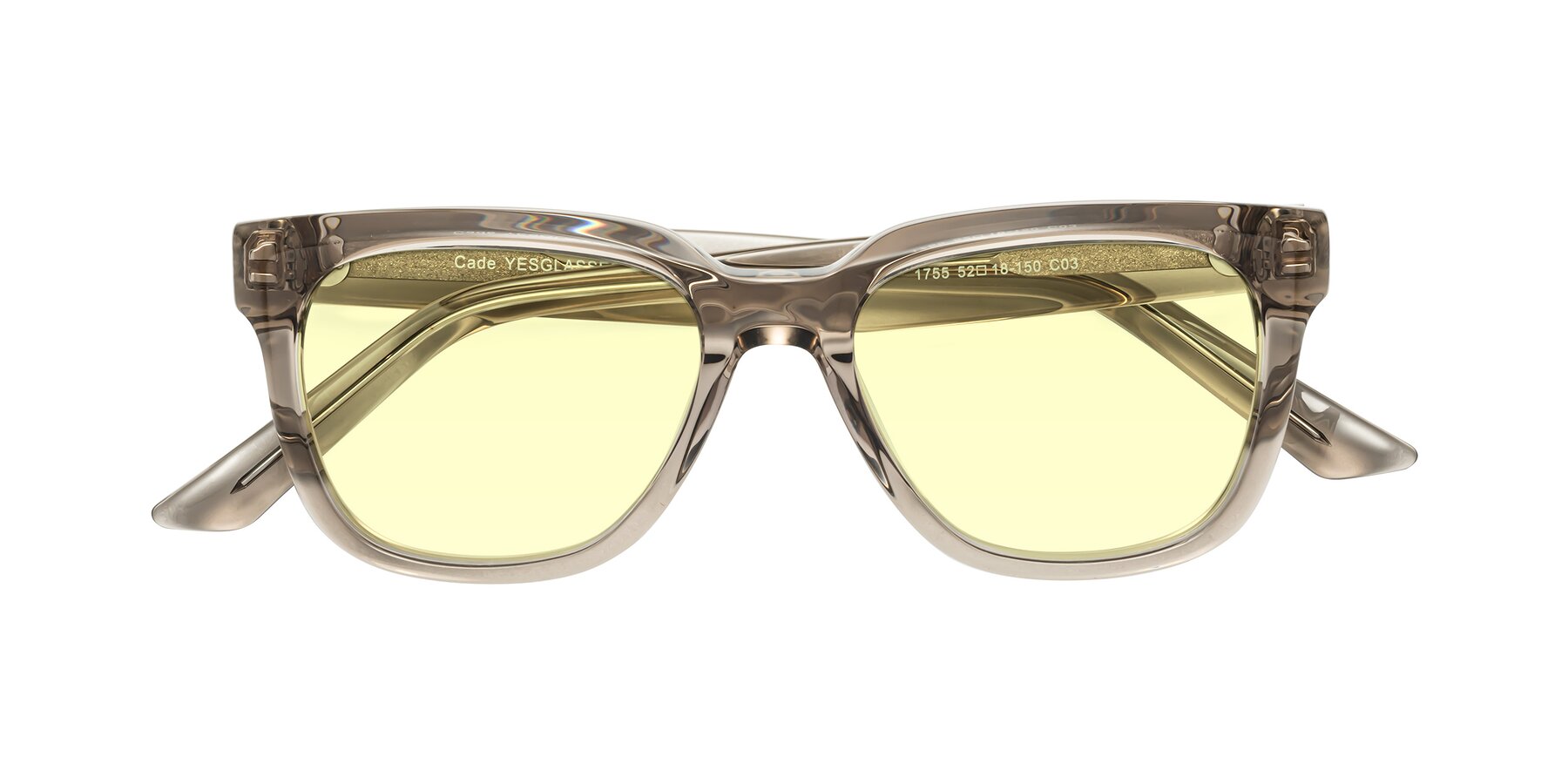 Folded Front of Cade in Champagne with Light Yellow Tinted Lenses