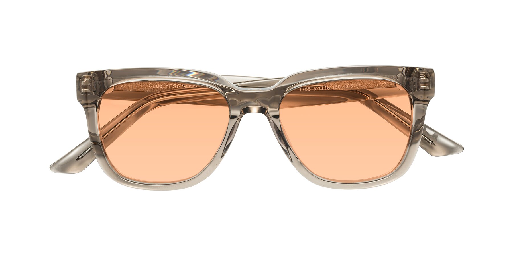 Folded Front of Cade in Champagne with Light Orange Tinted Lenses