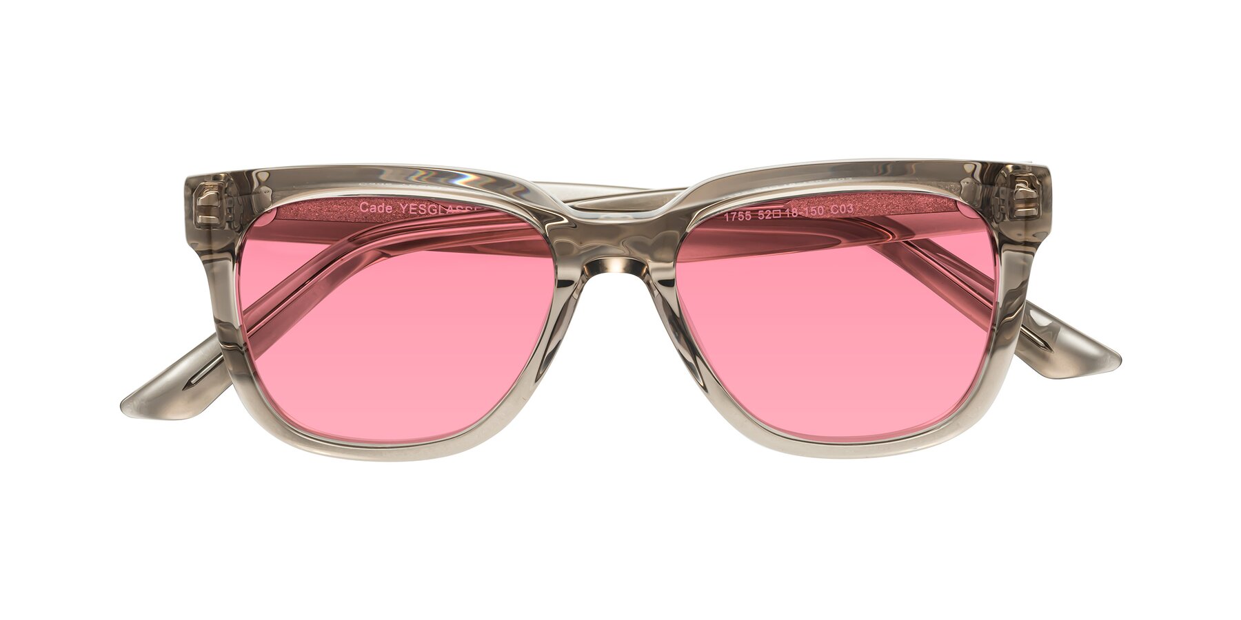 Folded Front of Cade in Champagne with Pink Tinted Lenses