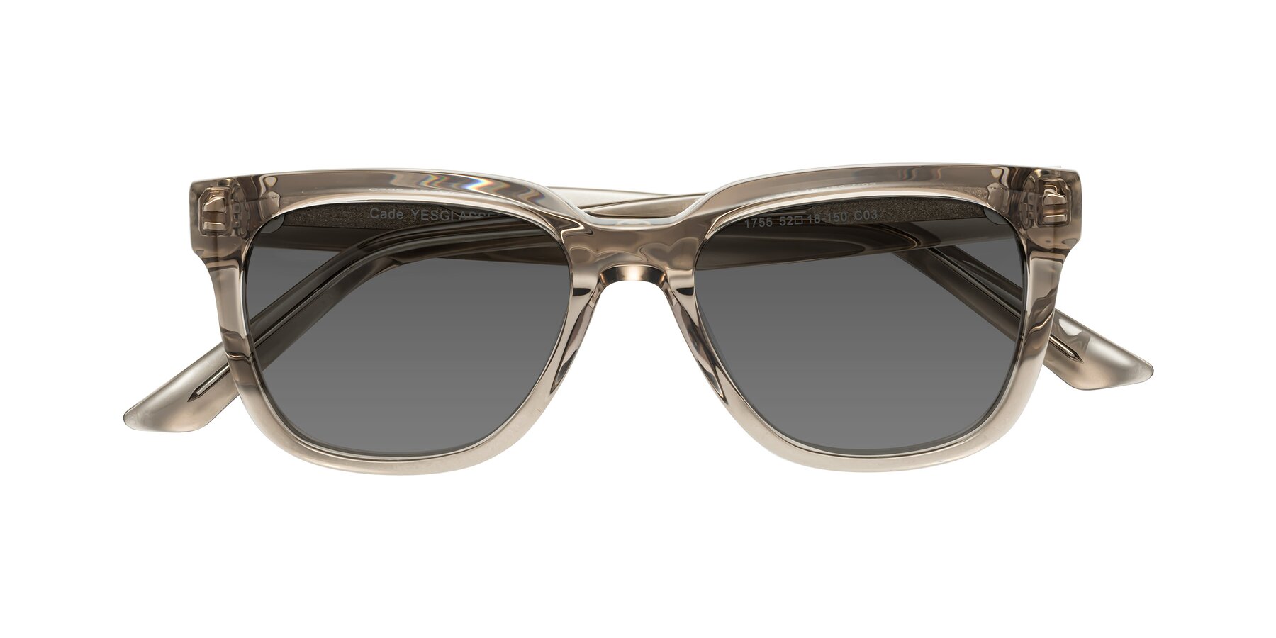 Folded Front of Cade in Champagne with Medium Gray Tinted Lenses