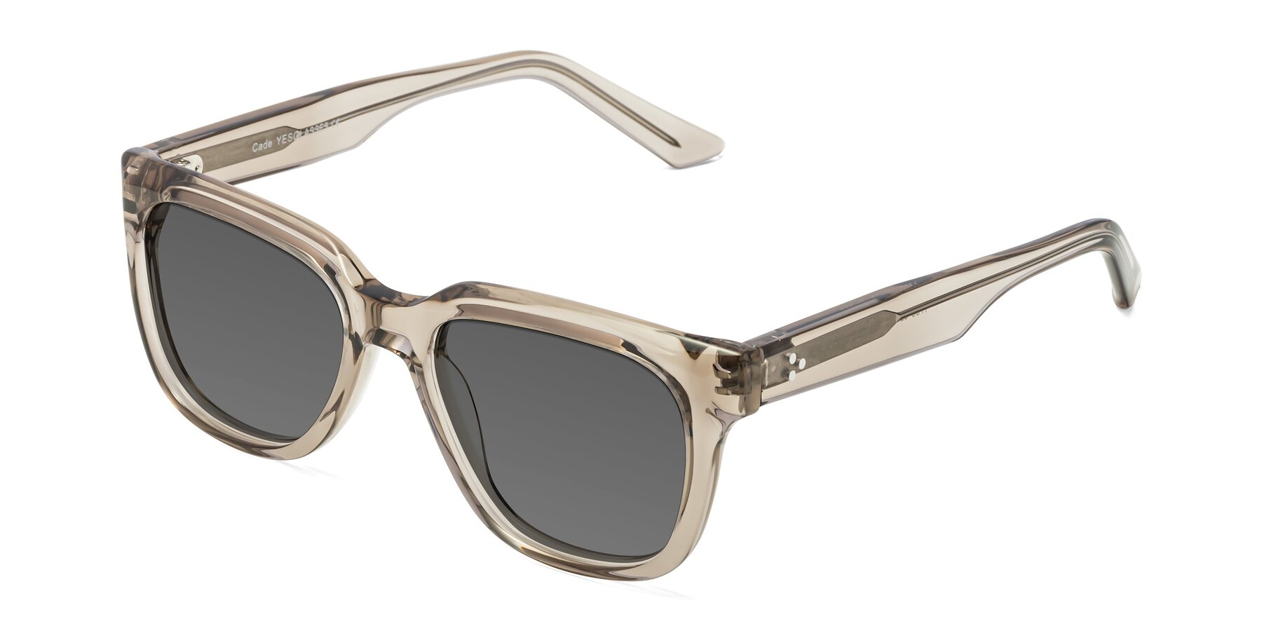 Angle of Cade in Champagne with Medium Gray Tinted Lenses