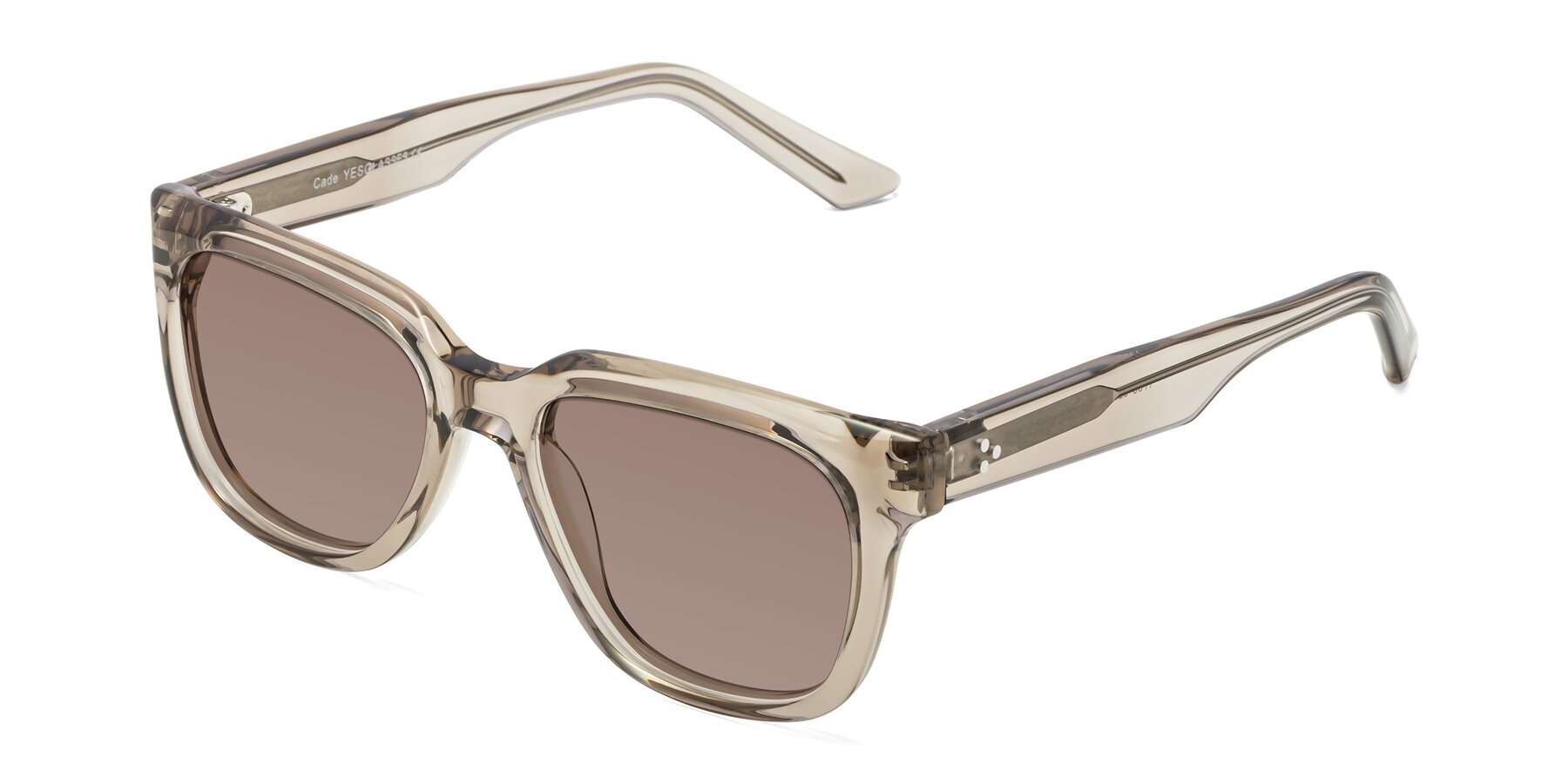 Angle of Cade in Champagne with Medium Brown Tinted Lenses