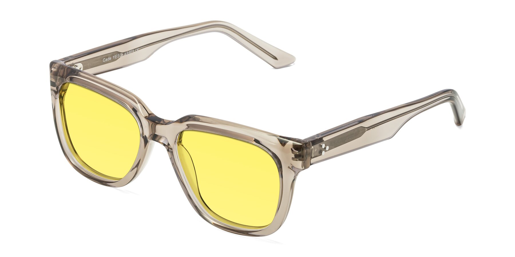 Angle of Cade in Champagne with Medium Yellow Tinted Lenses