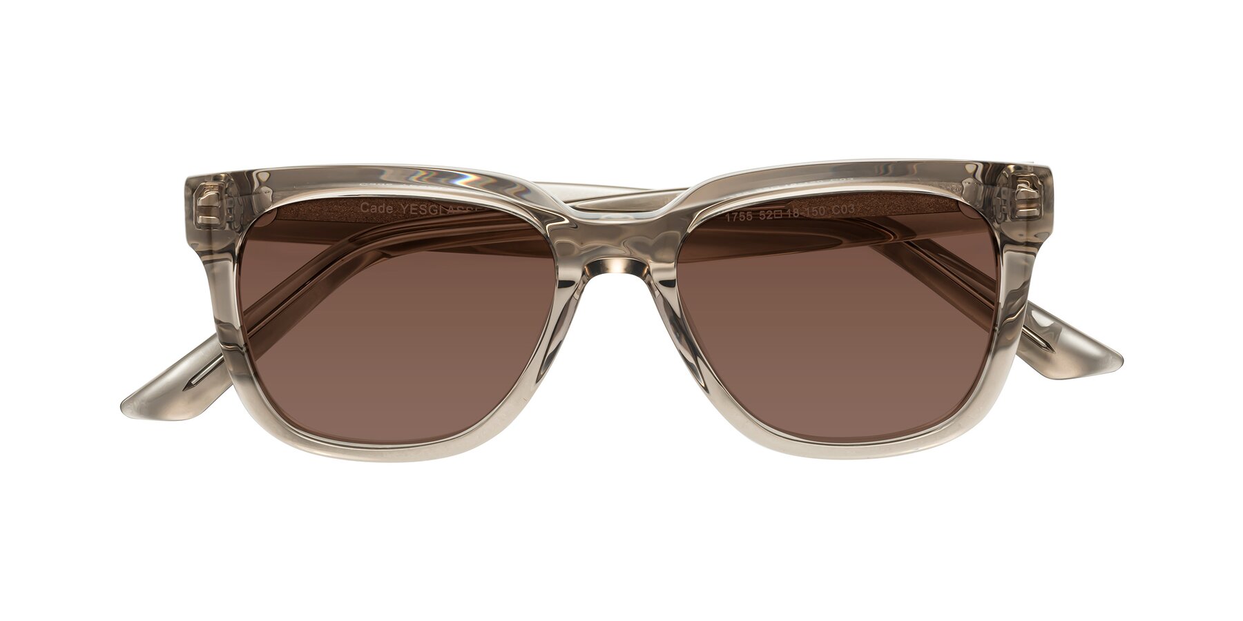 Folded Front of Cade in Champagne with Brown Tinted Lenses