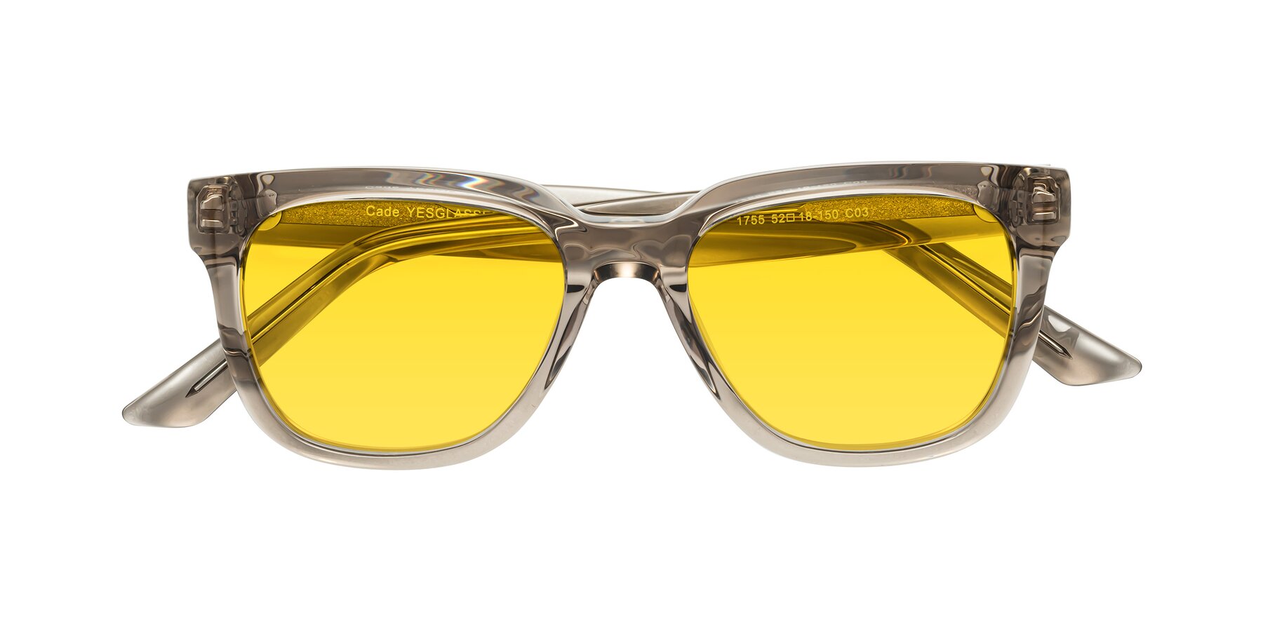 Folded Front of Cade in Champagne with Yellow Tinted Lenses