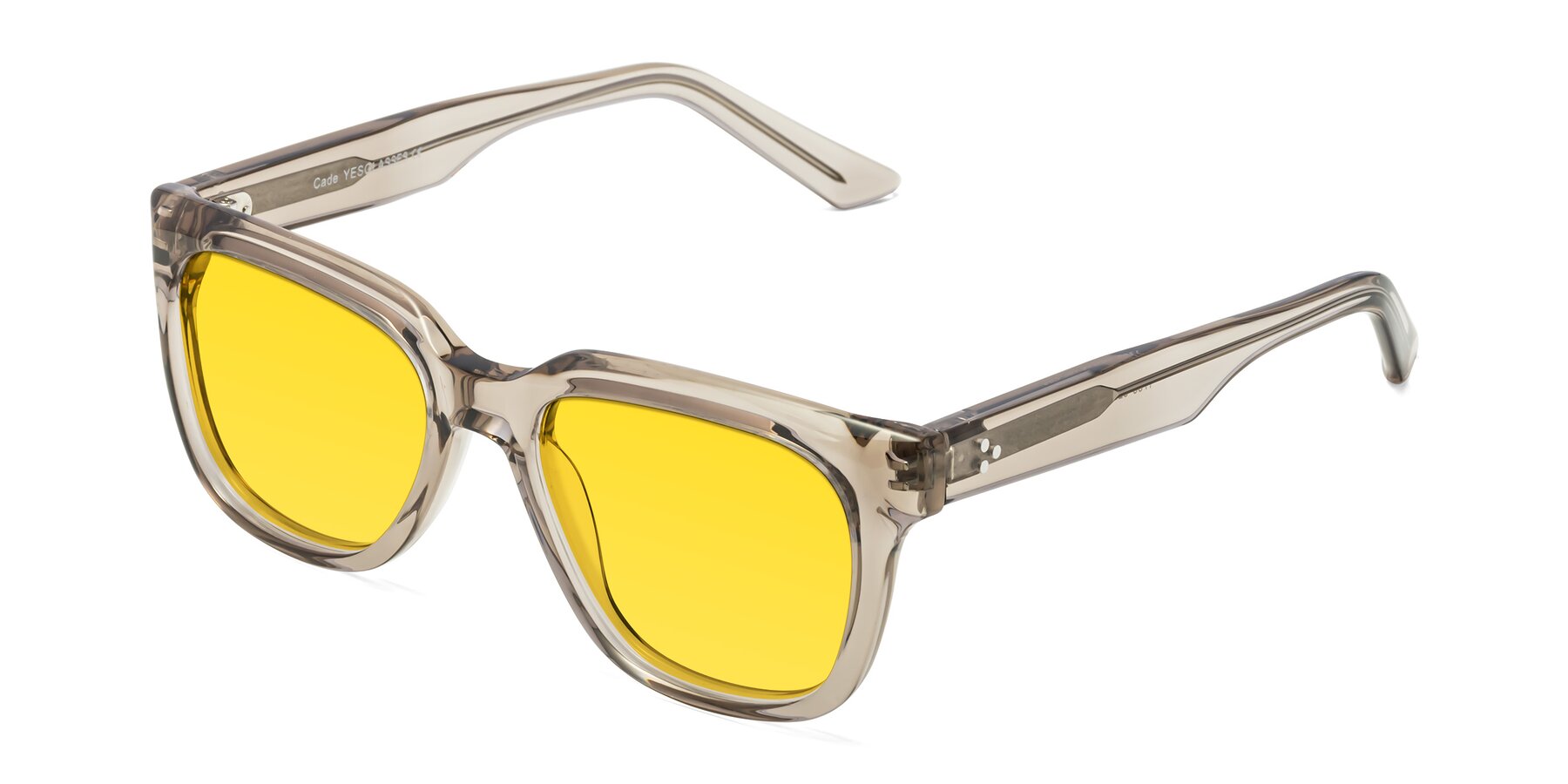 Angle of Cade in Champagne with Yellow Tinted Lenses