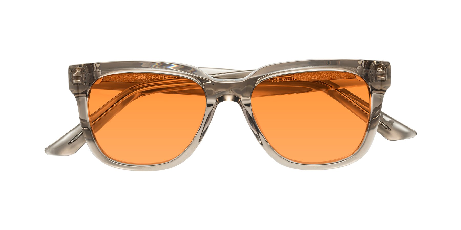 Folded Front of Cade in Champagne with Orange Tinted Lenses