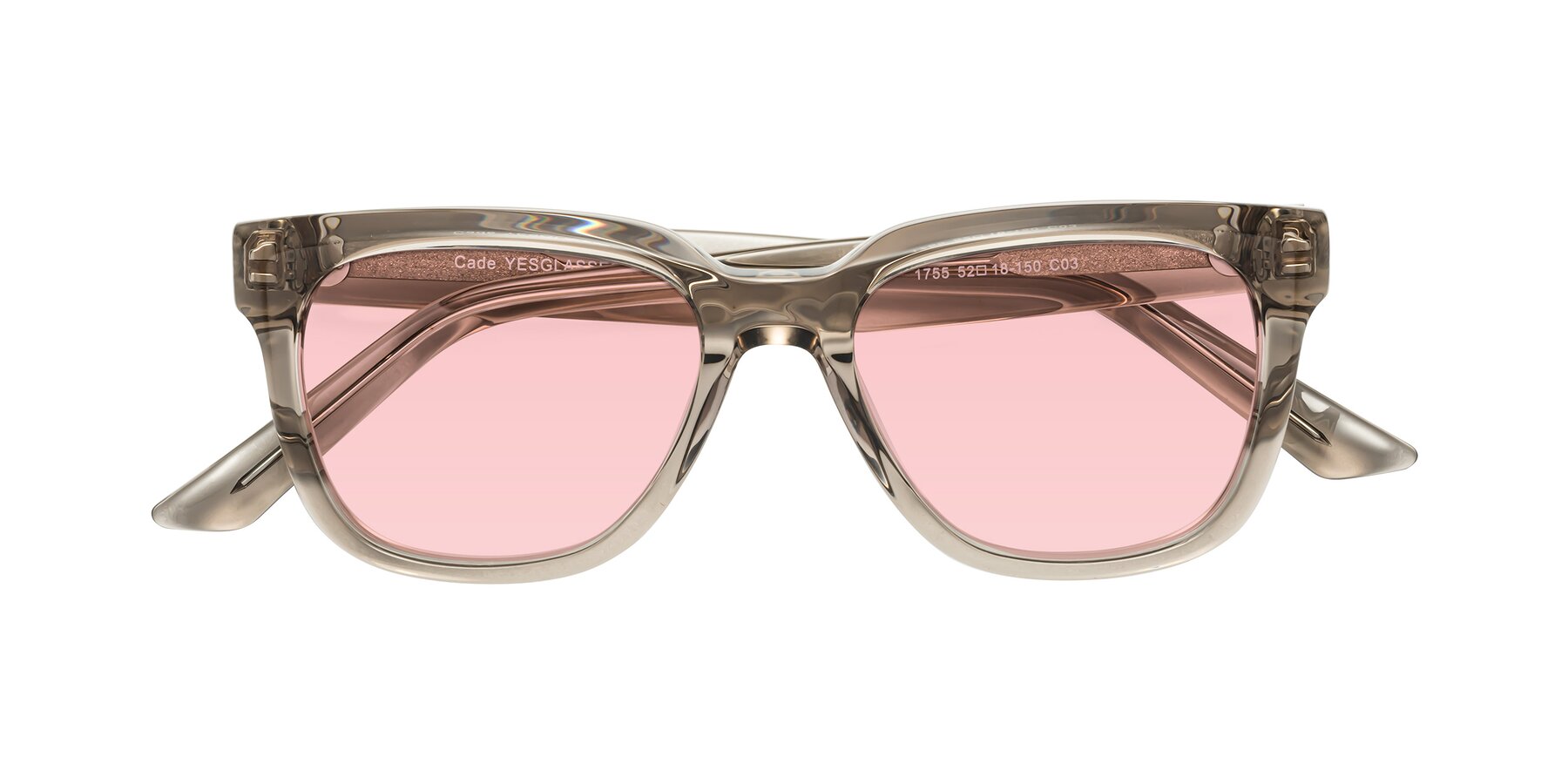 Folded Front of Cade in Champagne with Light Garnet Tinted Lenses