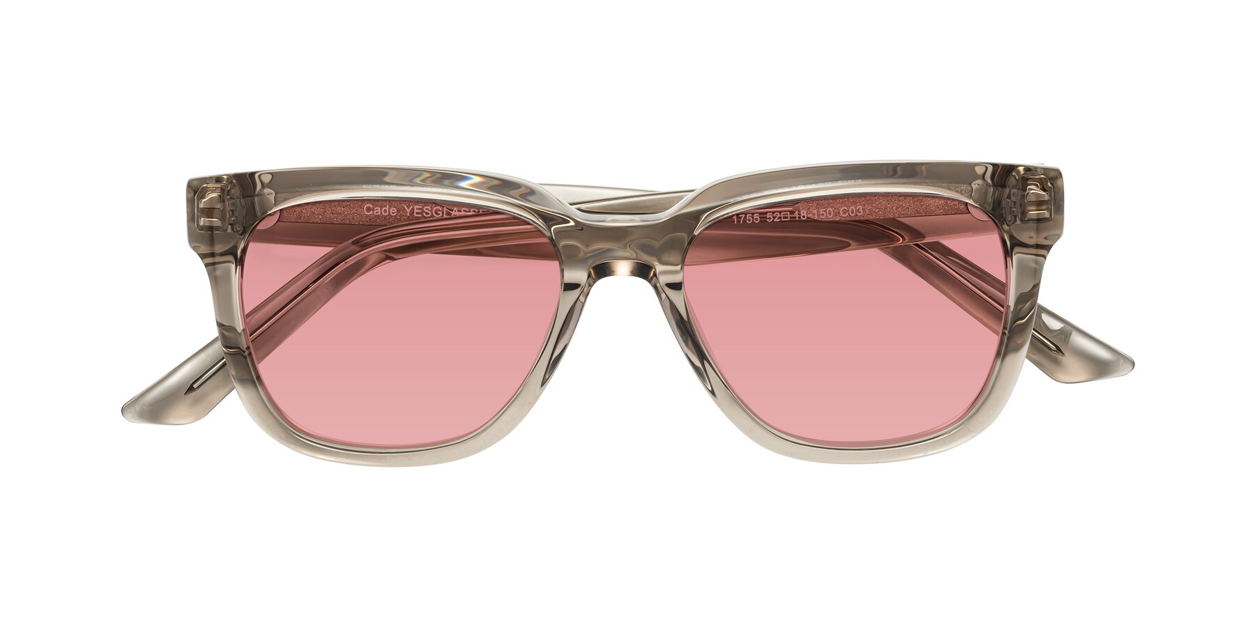 Folded Front of Cade in Champagne with Medium Garnet Tinted Lenses