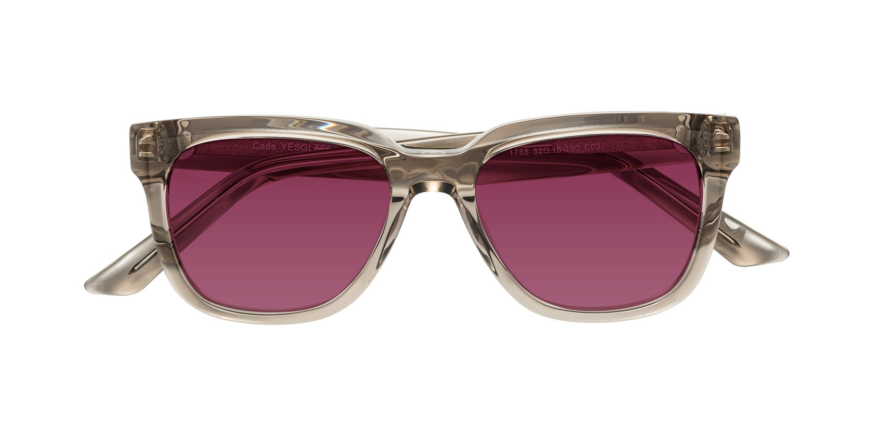 Folded Front of Cade in Champagne with Wine Tinted Lenses