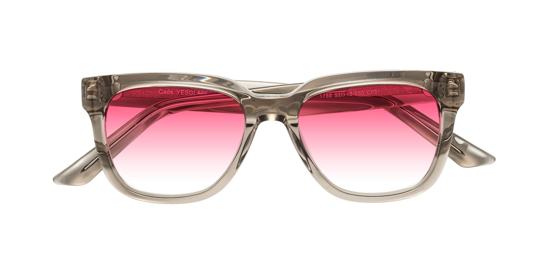 Folded Front of Cade in Champagne with Pink Gradient Lenses