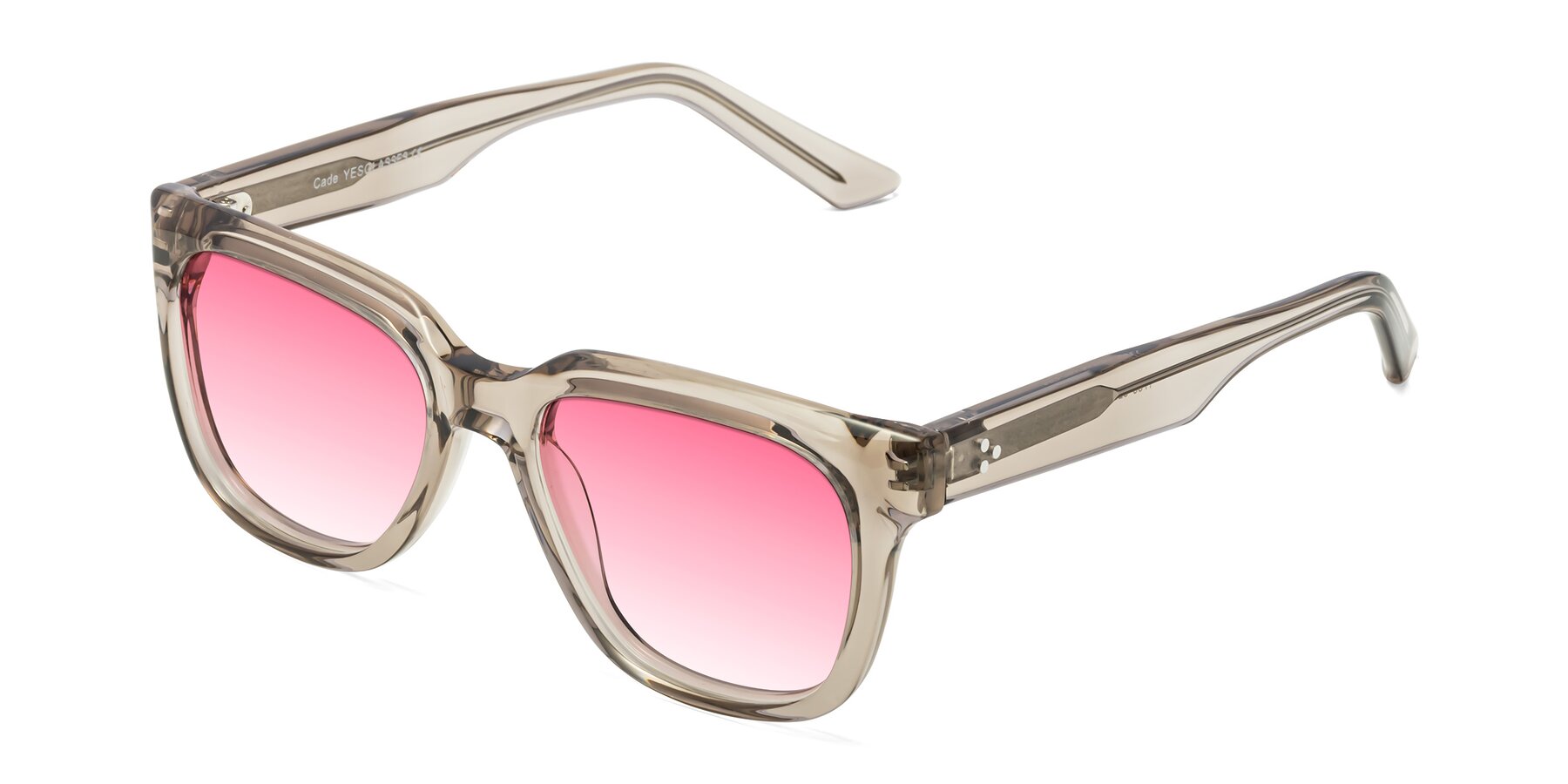 Angle of Cade in Champagne with Pink Gradient Lenses
