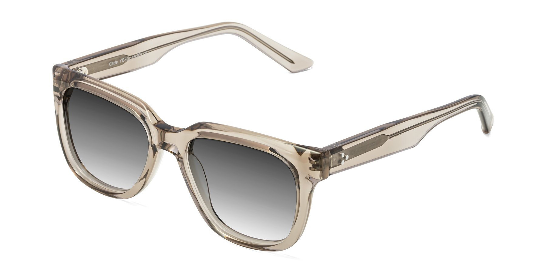 Angle of Cade in Champagne with Gray Gradient Lenses