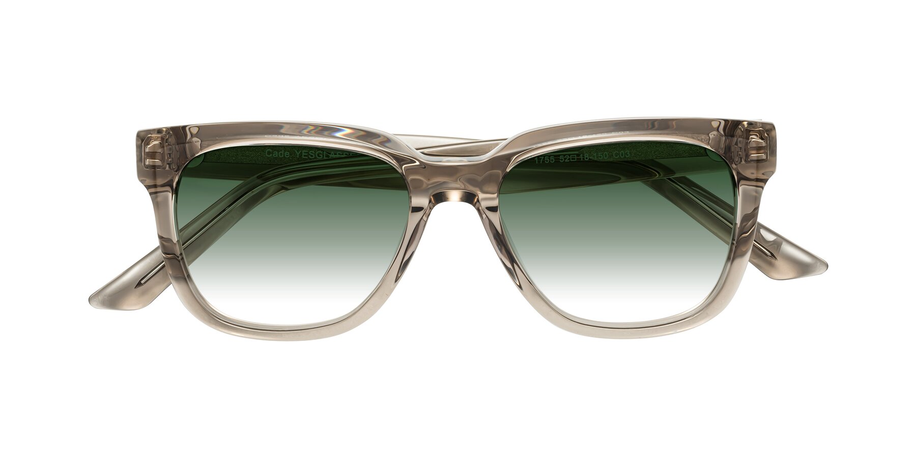 Folded Front of Cade in Champagne with Green Gradient Lenses