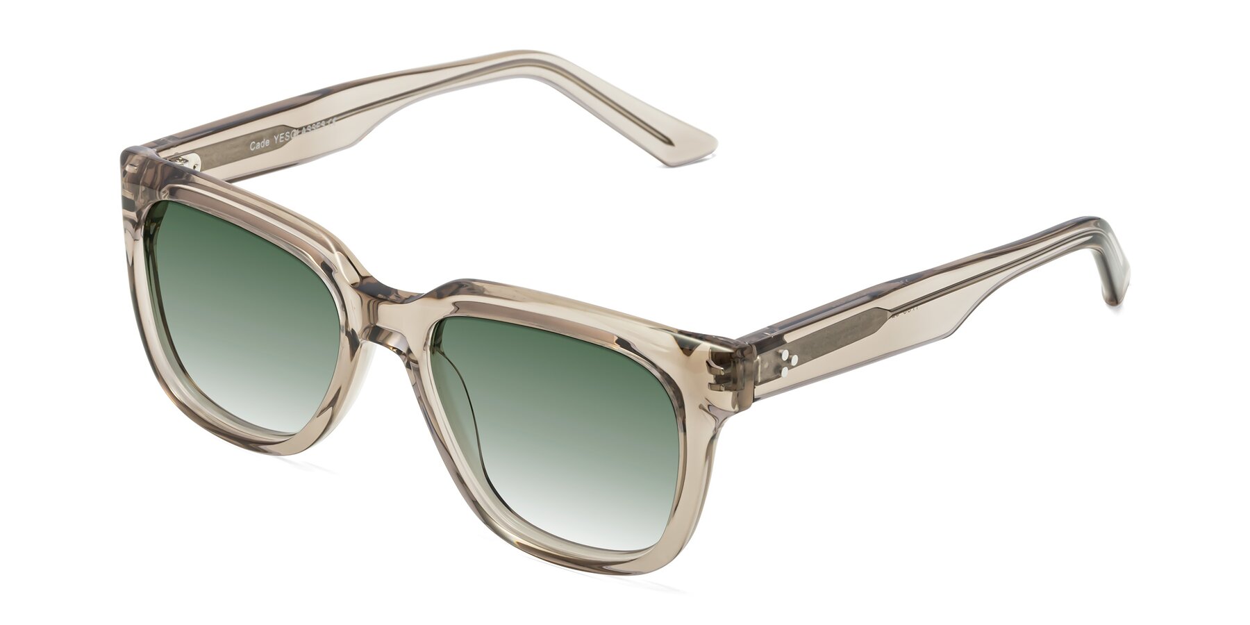 Angle of Cade in Champagne with Green Gradient Lenses