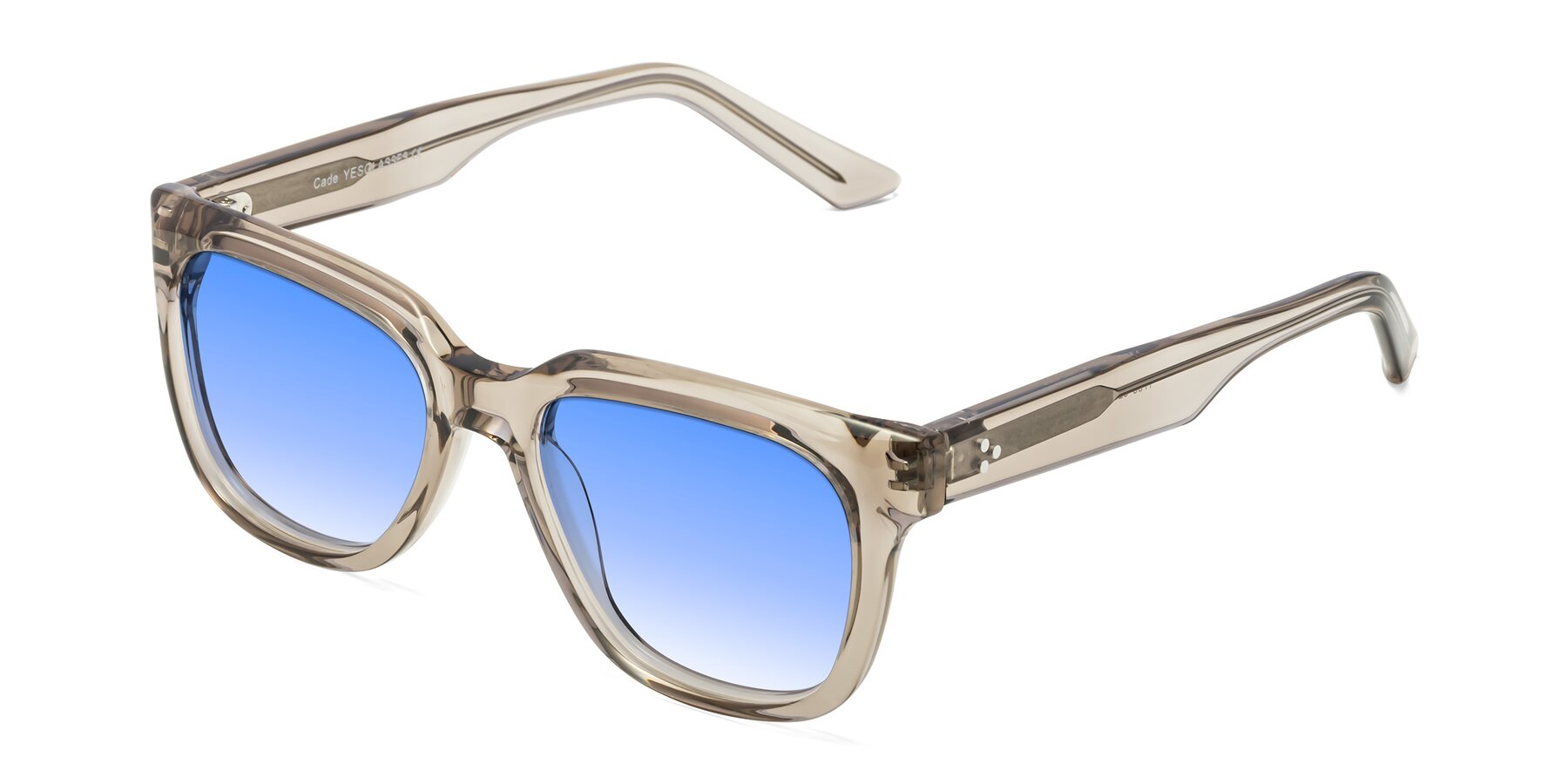 Angle of Cade in Champagne with Blue Gradient Lenses