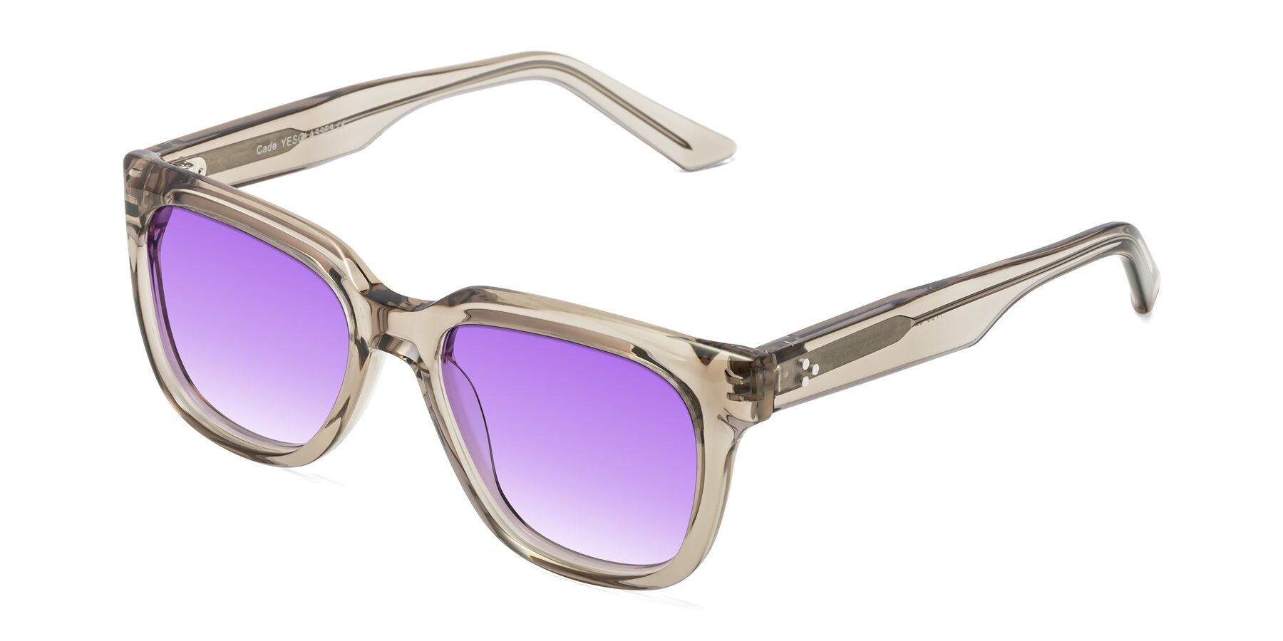 Angle of Cade in Champagne with Purple Gradient Lenses