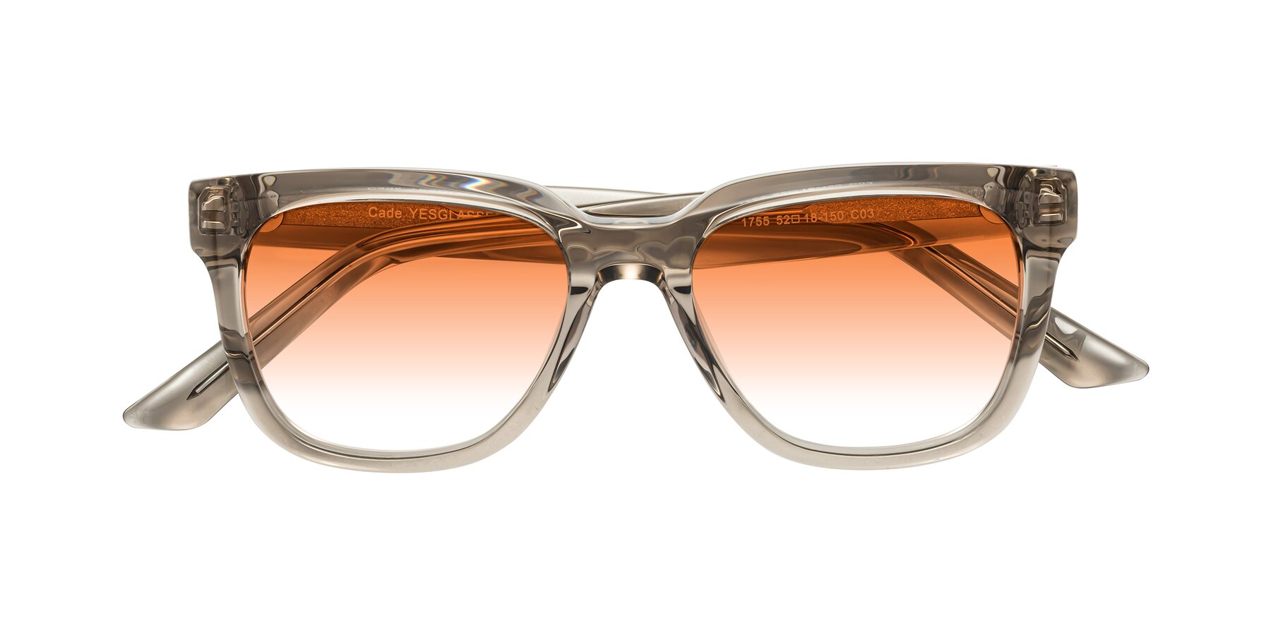Folded Front of Cade in Champagne with Orange Gradient Lenses
