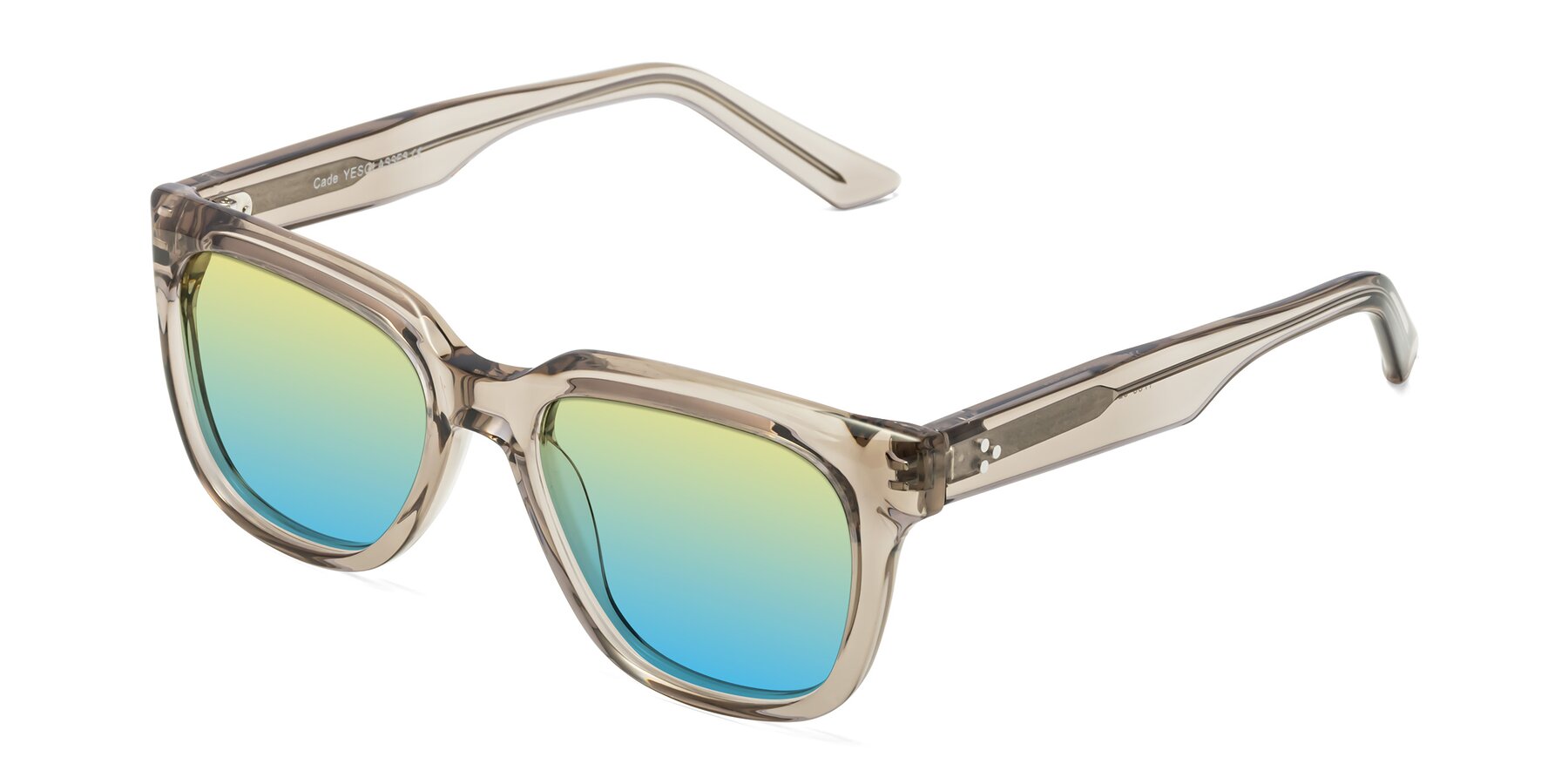 Angle of Cade in Champagne with Yellow / Blue Gradient Lenses