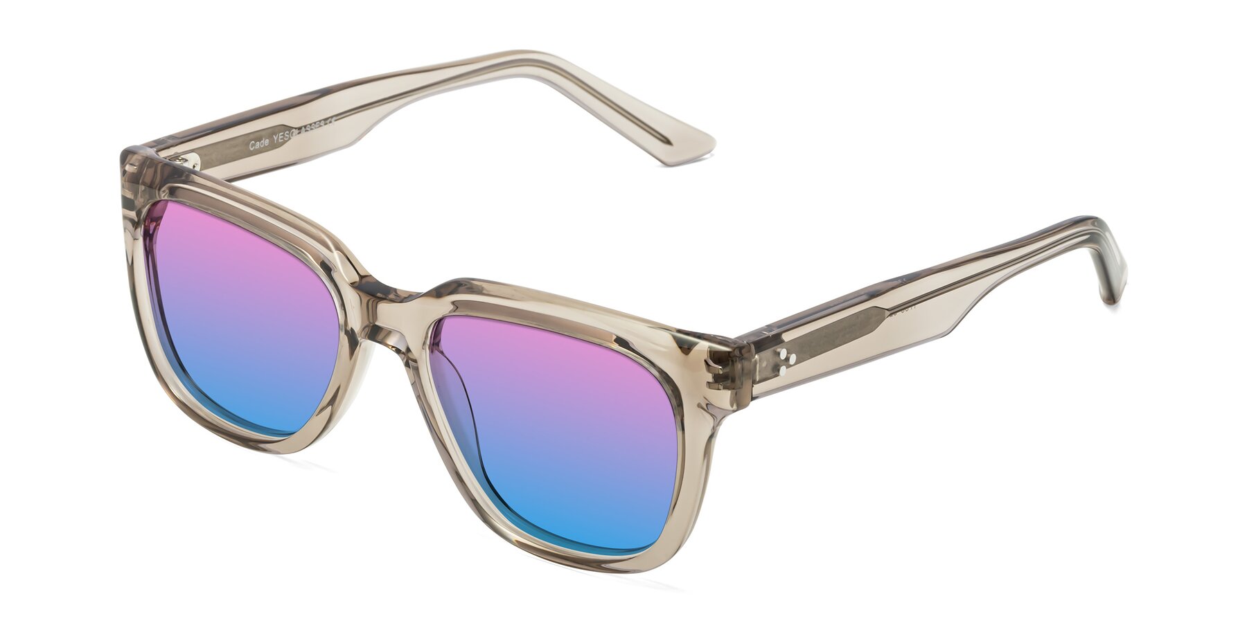 Angle of Cade in Champagne with Pink / Blue Gradient Lenses