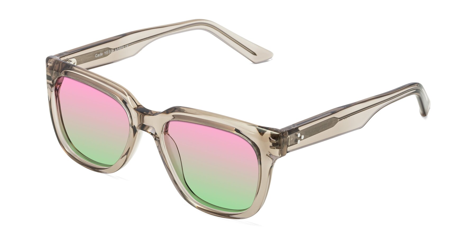 Angle of Cade in Champagne with Pink / Green Gradient Lenses